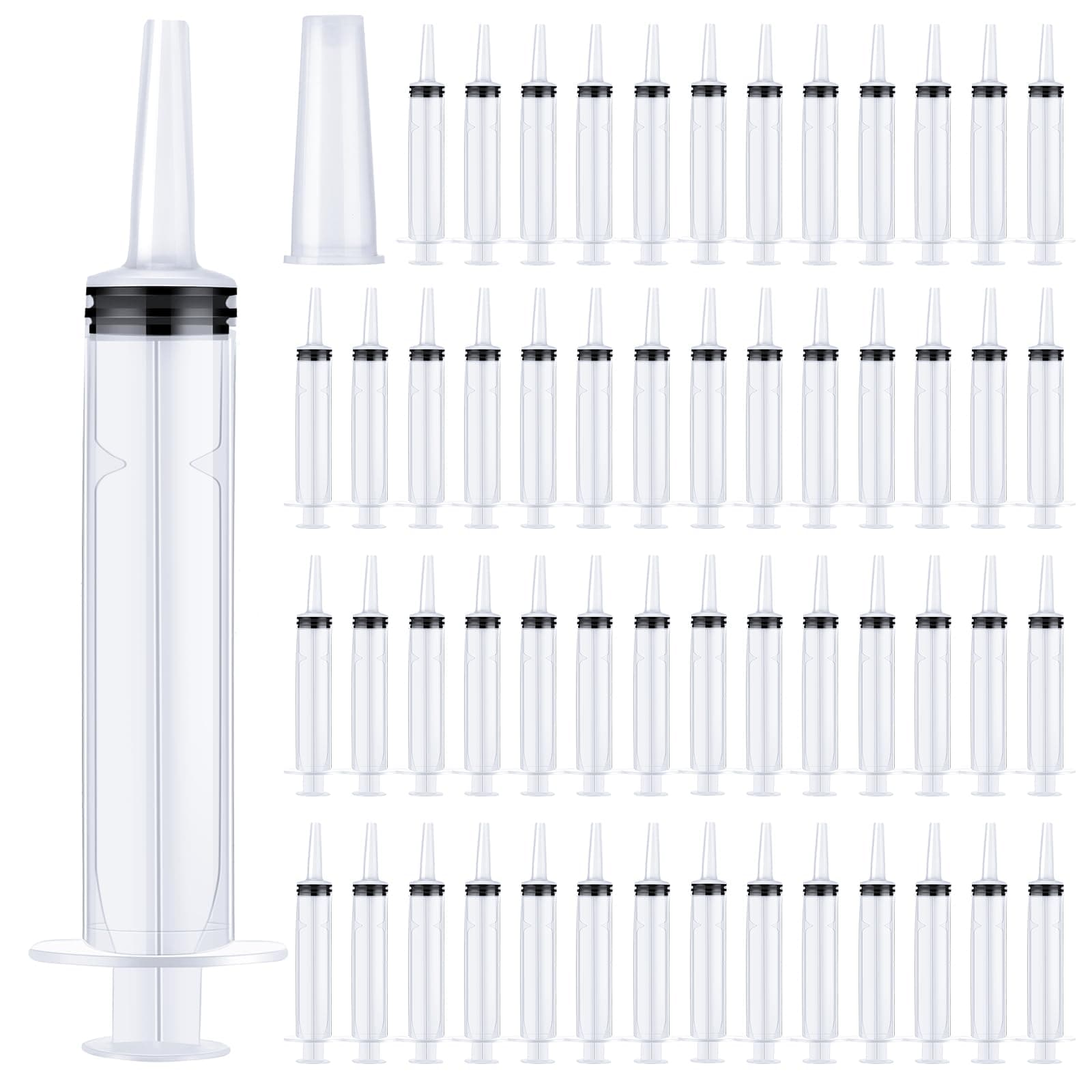 100 Pcs 20ml Shot Syringe With Tip Cap - Plastic Sterile Party Liquid Shooters for Shots - No Needle Dispensing Tool for Thanksgiving Christmas Party and Feeding Pets