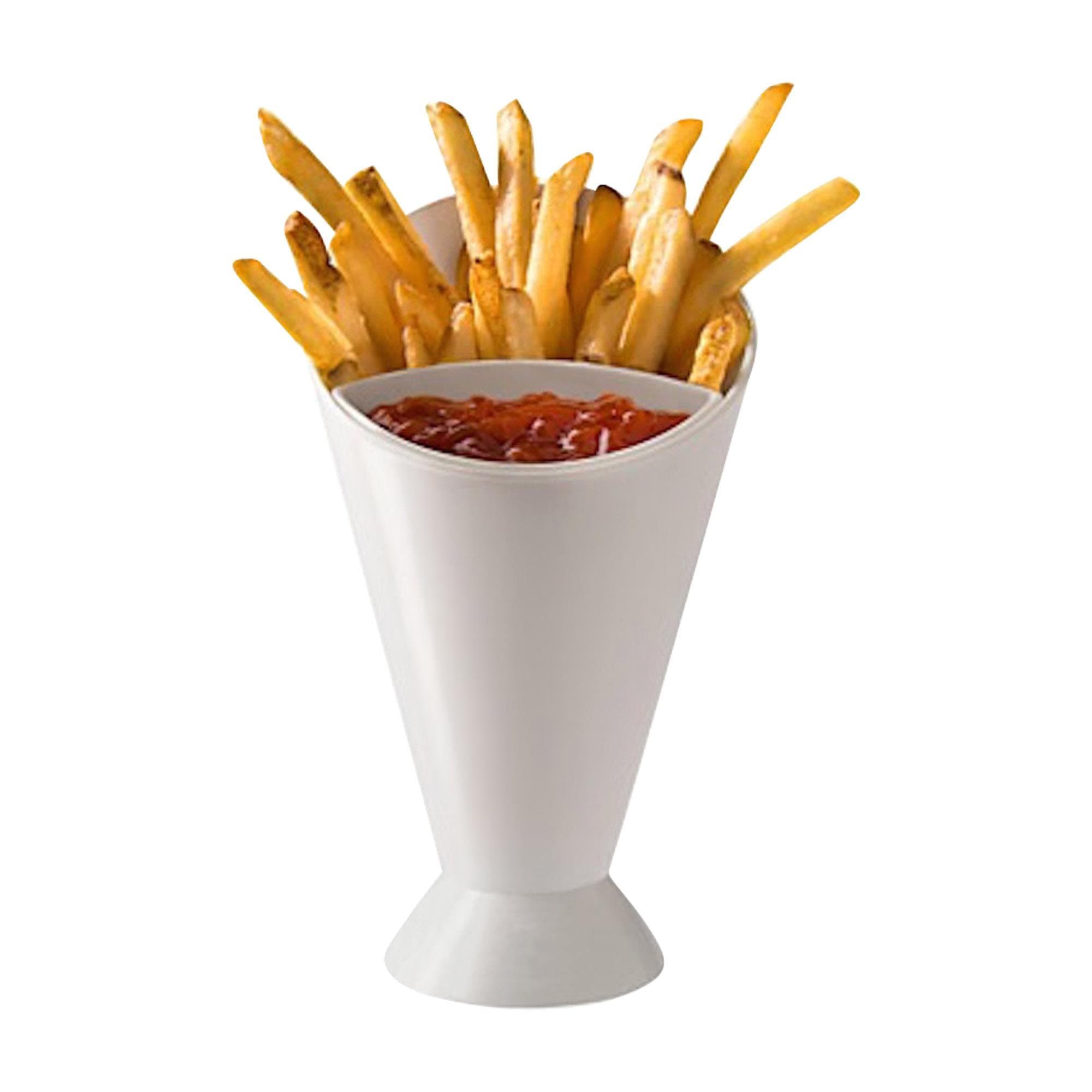4-pack French Fry Cone Dipping Cups for French Fries and Veggies w/Removable Dip Cup - BPA Free - In Ready-to-wrap box for gift giving