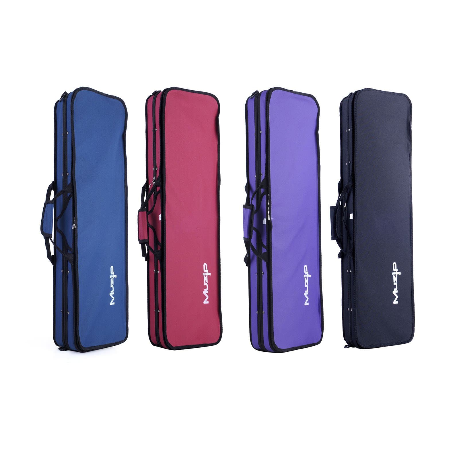 MuzipFull Size Violin Case 4/4 - Lightweight Hard Case Backpack Style - 2 Bow Holders, XL Pocket (Black)