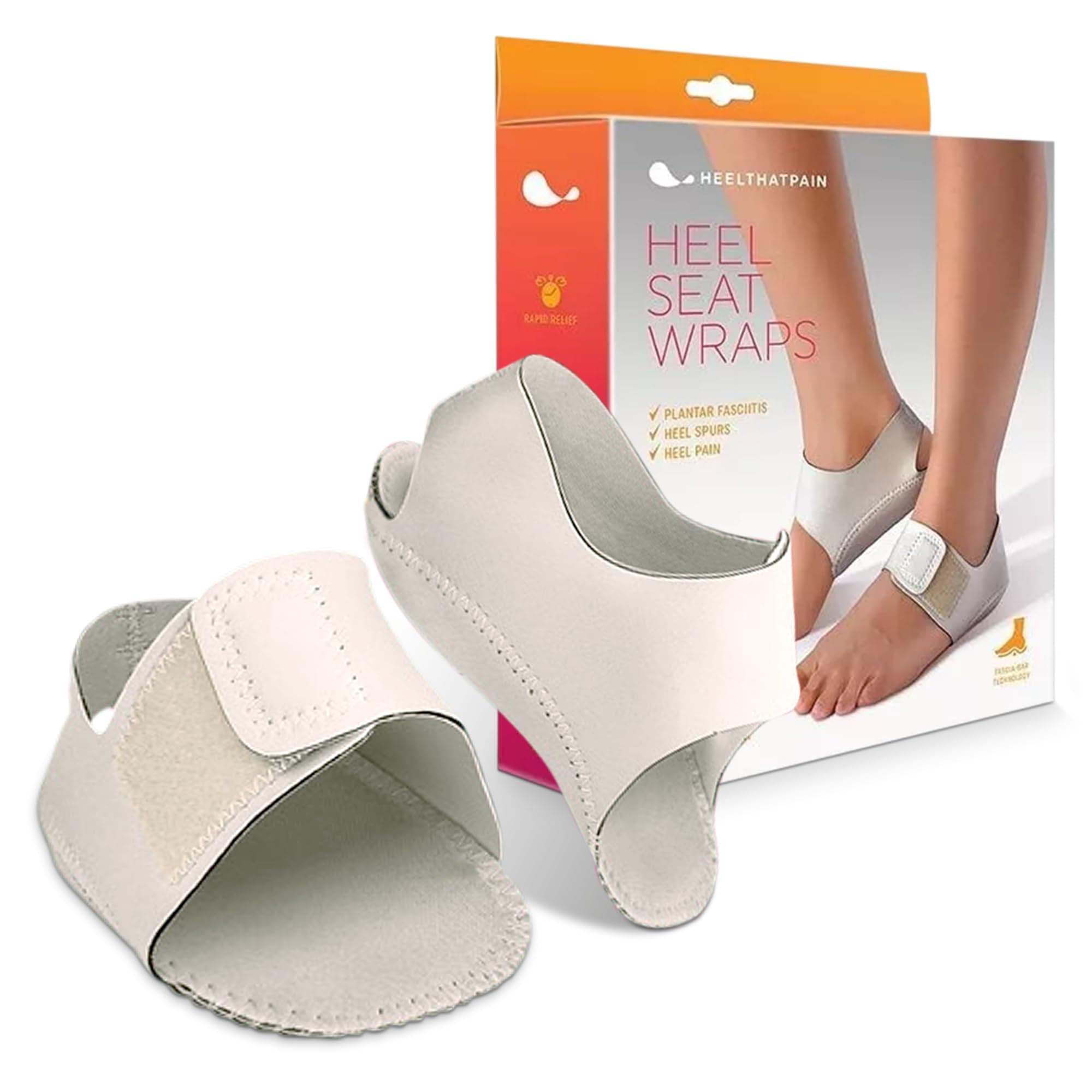 Plantar Fasciitis Heel Seat® Wraps for Heel Pain and Heel Spurs - Patented Fascia-Bar Foot Support - Small