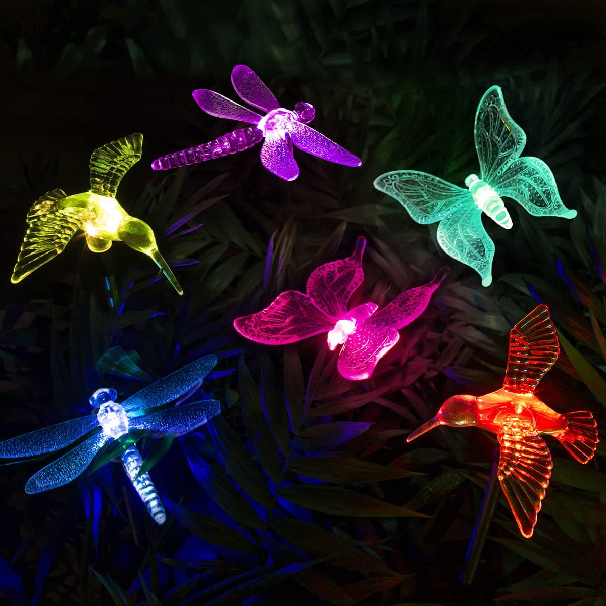 GIGALUMI Solar Garden Lights, 6 Pack Solar Butterfly Lights Decoration, Outdoor Garden Decoration Color Changing LED, Outdoor Decorative for Pathway, Lawn, Patio, Driveway