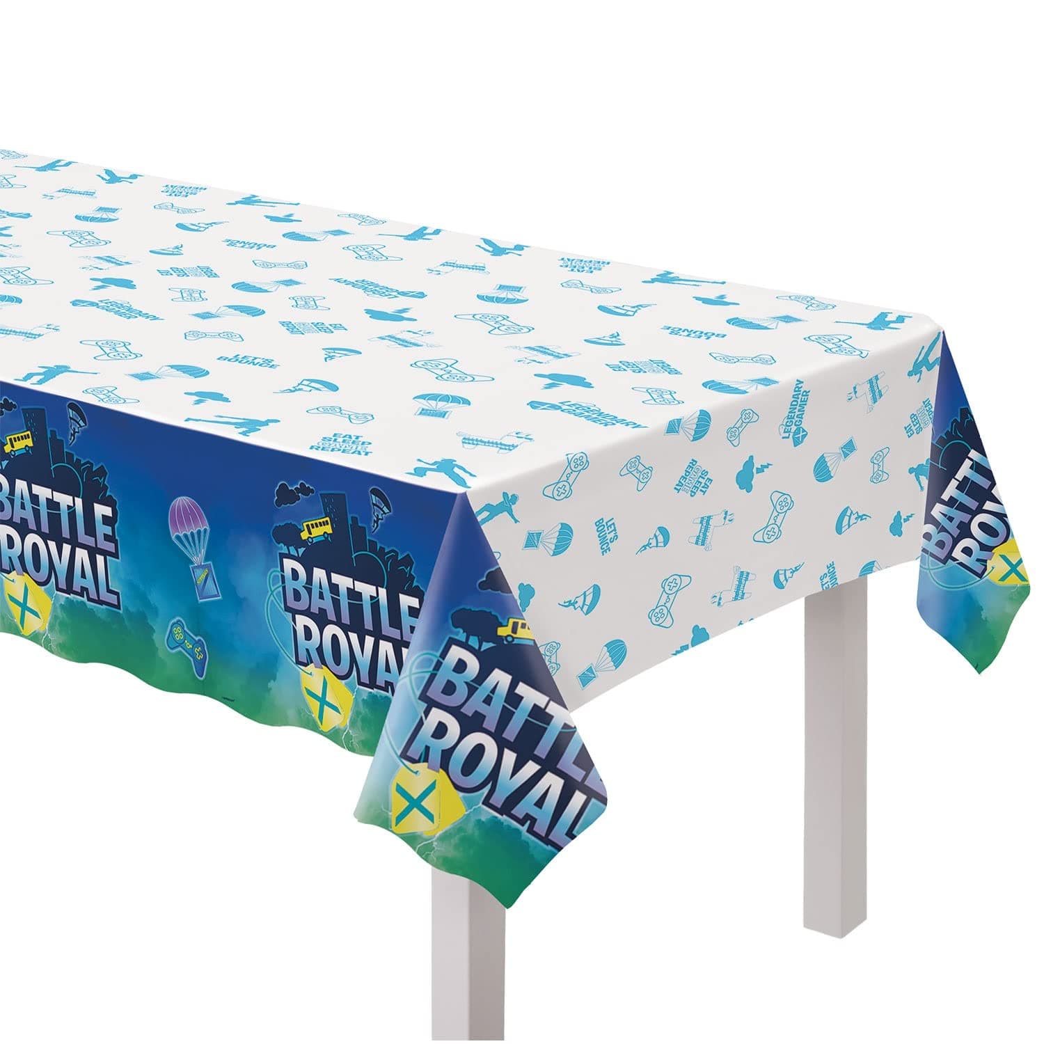 Amscan 9912577 - Kids Battle Royal Gamers Birthday Party Paper Table Cover - 1.8m x 1.2m, Blue