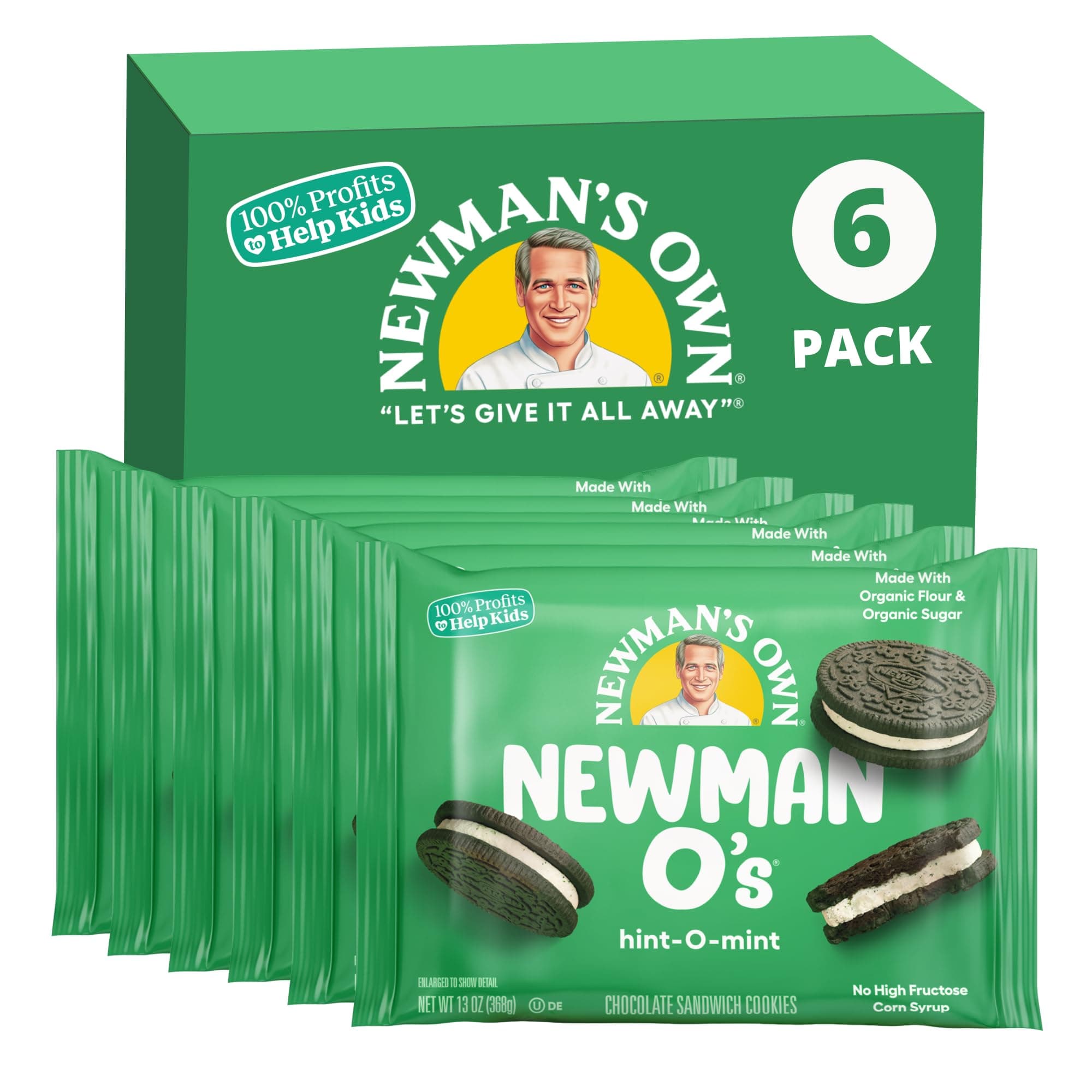 Newman-O's Sandwich Crèmes, Hint-O-Mint, 13 Ounce (Pack of 6)