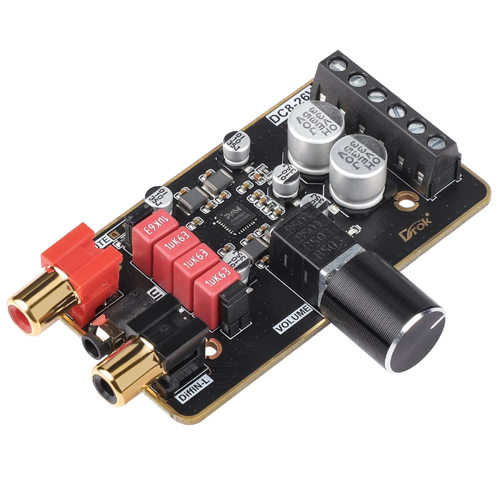 DROK 12V/24V 2.0 Dual Channel Audio Amplifier Board PAM8620 DC 8-26V 24V Digital Stereo Amp Module Class D Mini Power Amplify Circuit for Sound System Speaker DIY