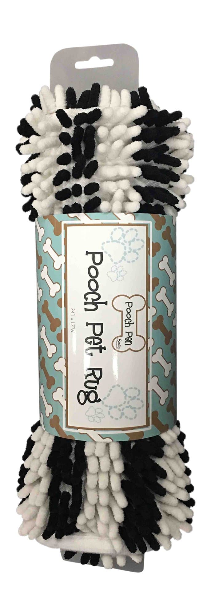 Dog Cat Pet Absorbent Microfiber Chenille Rug (24"x17", Black/White)