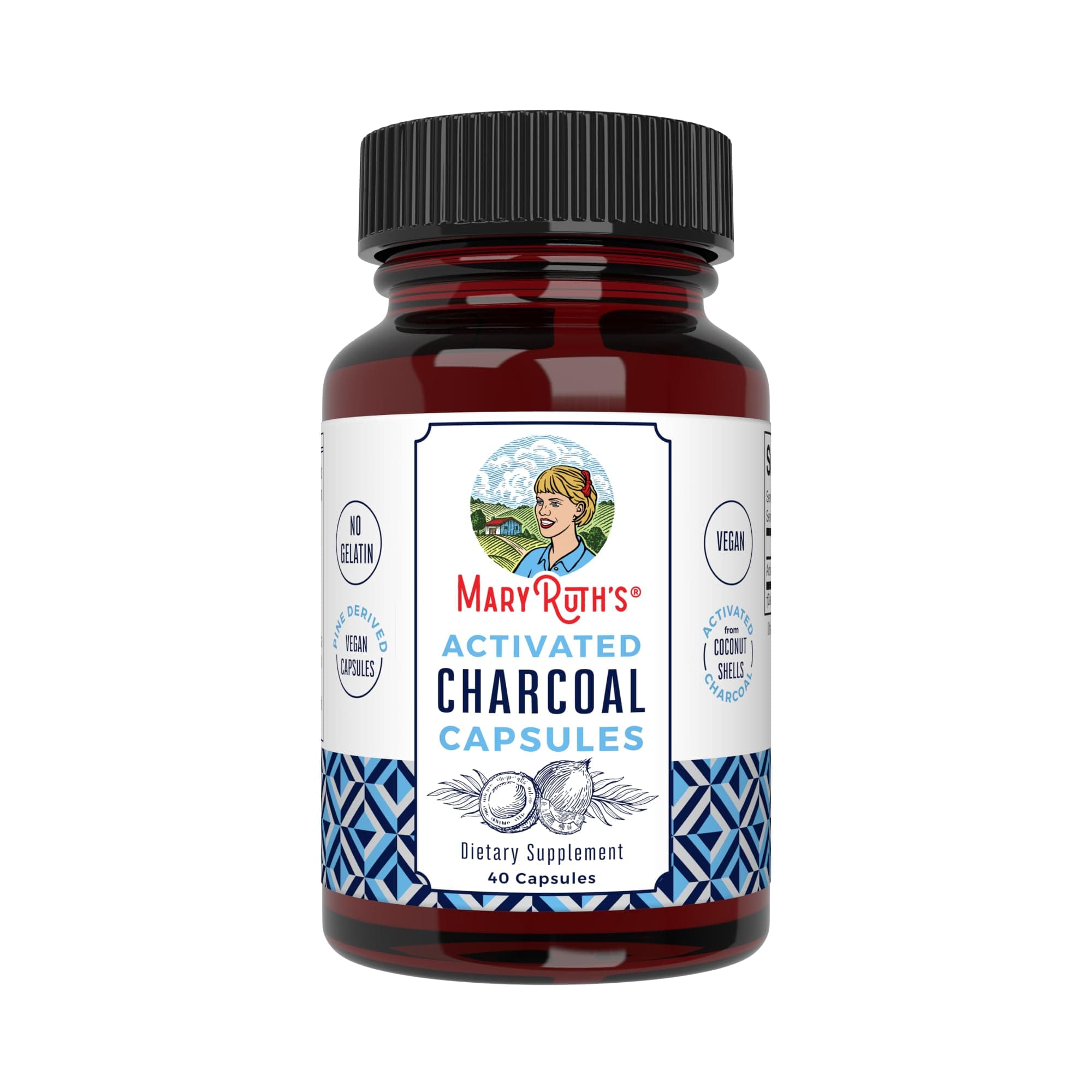 Activated Charcoal | Activated Charcoal Capsules | Supplement for Natural Detoxification | Alleviates Gas & Bloat | Derived from Coconut Shells | Vegan | Non-GMO | Gluten Free | 40 count