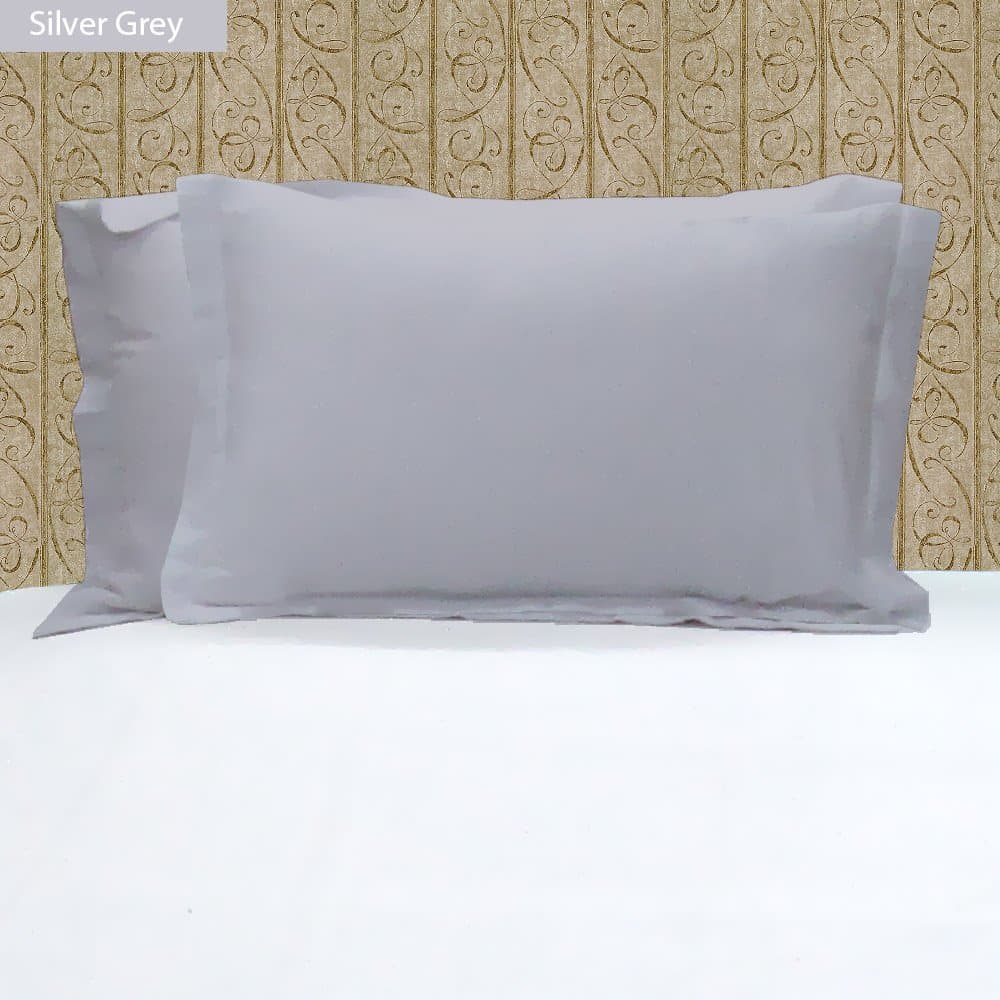 Branded {1} One Pair Pillow Sham Super Soft Oxford 100% Egyptian Cotton Solid Pattern---600 Thread Count ( Pillow shams Queen , Silver grey ).