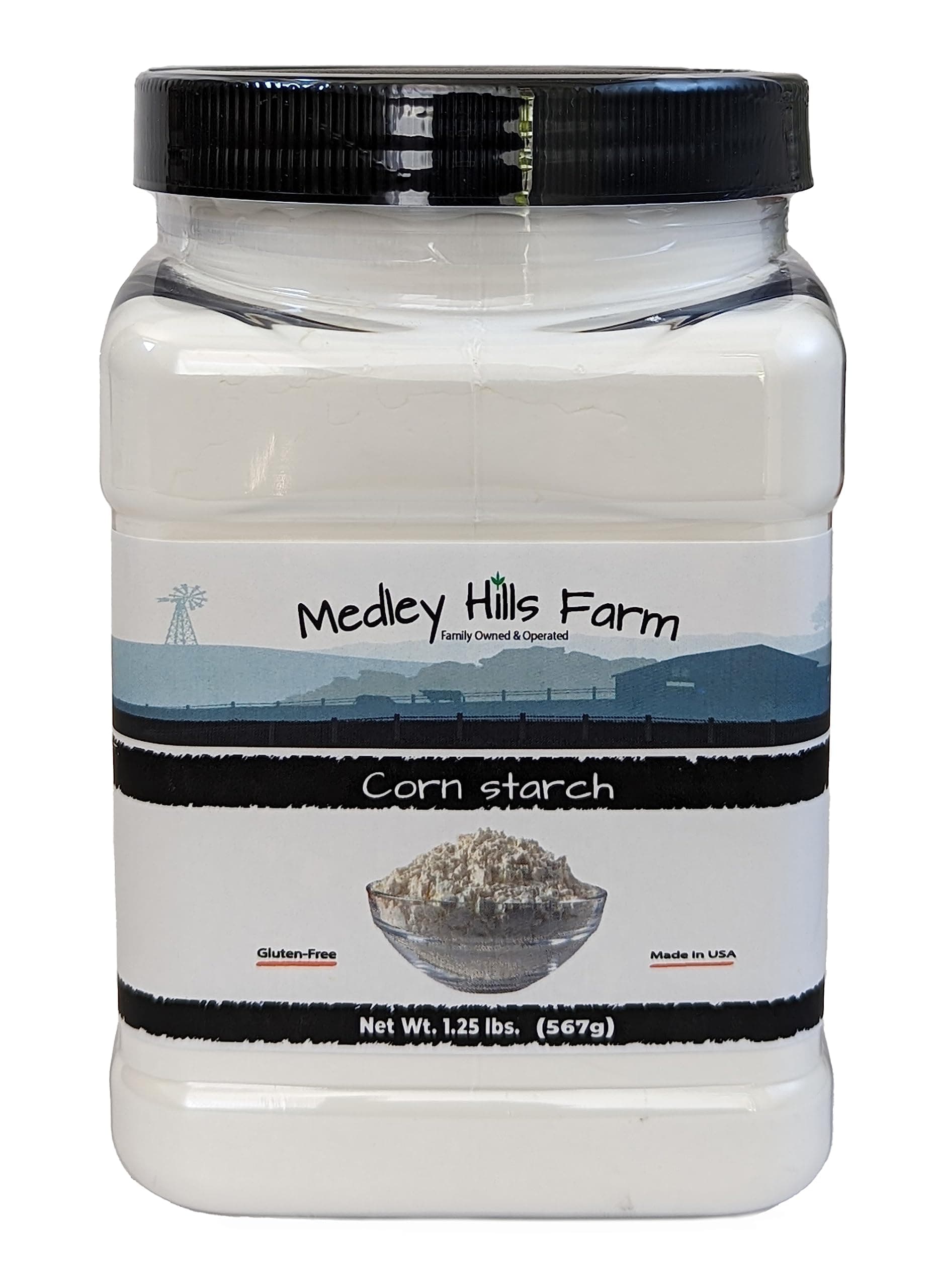 Corn starch by Medley hills farm 1.25 lbs. in Reusable Container - 100% Pure Corn Starch powder - Great Thickener for Sauces, Soups, and Gravies - Non-GMO - Gluten-Free
