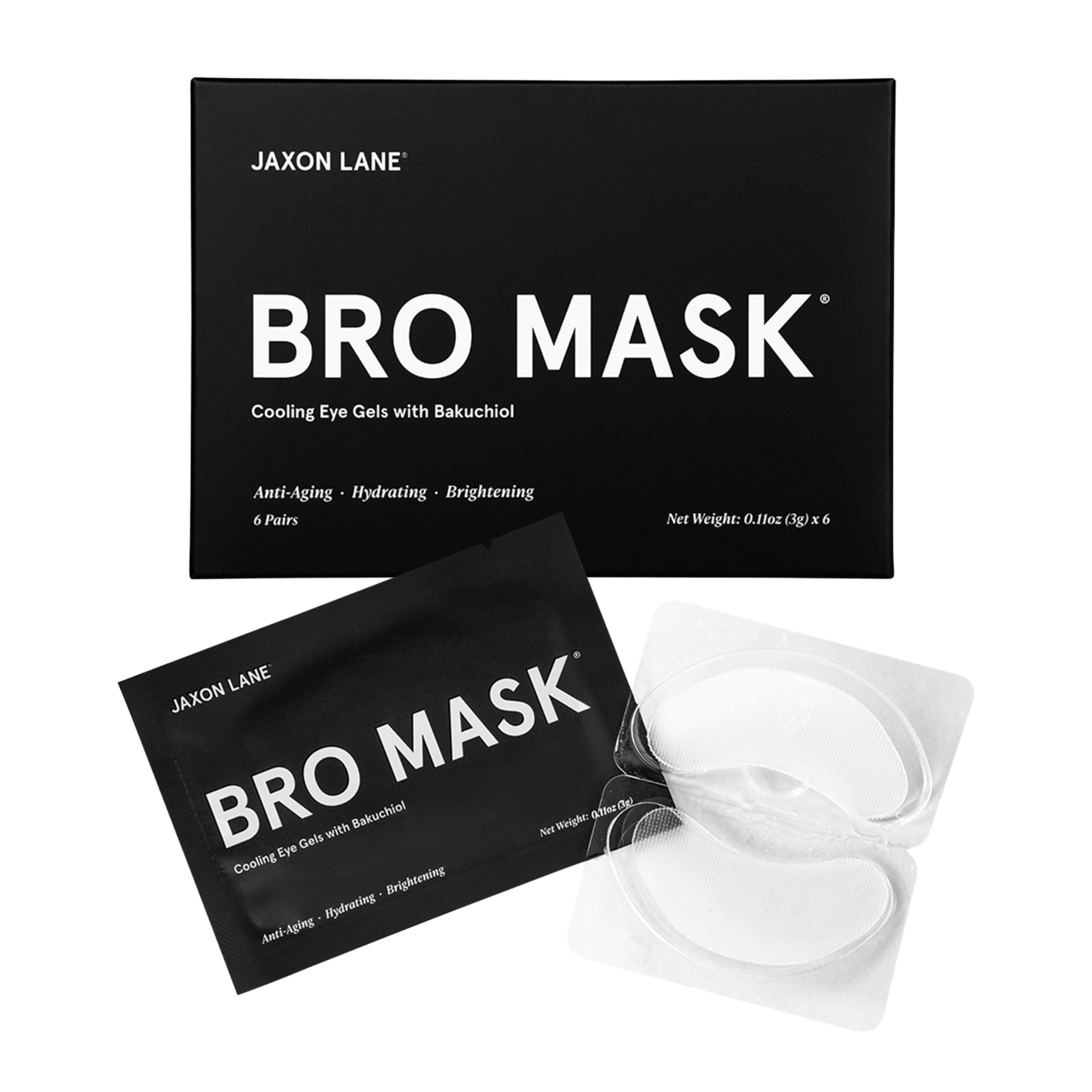 JAXON LANE BRO MASK Under Eye Patches for Men with Hydrogel (6 x 1 pack) - Anti-Aging Korean Eye Masks for Dark Circles and Puffiness- Puffy Under Eye Treatment - Perfect Skin Care for Men