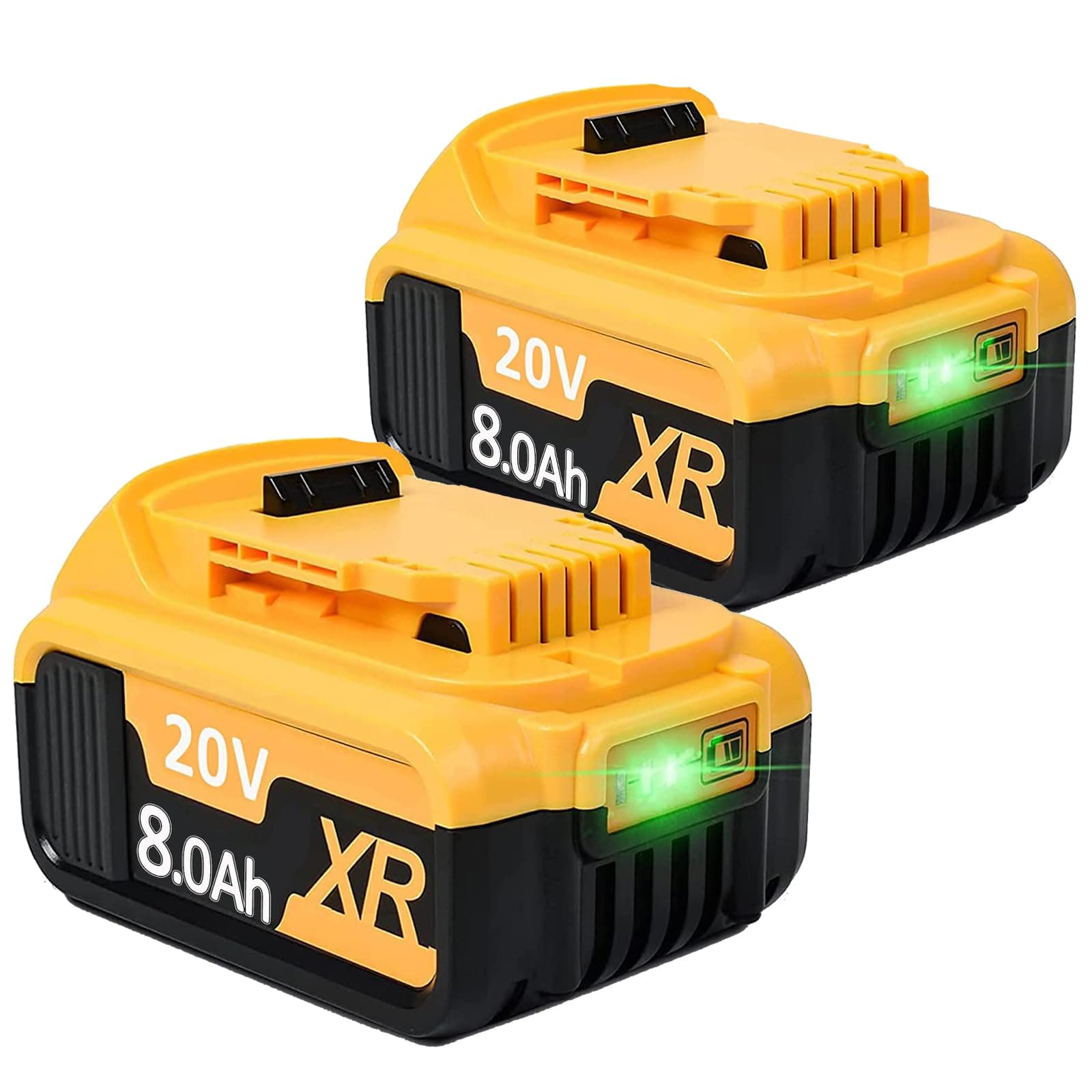 2X 18V 8.0Ah/8000Ah High Capacity XR Li-Ion replacement battery for Dewalt 18V DCB182 DCB184 DCB200 DCB184 DCB101 DCB107 DCB112 DCB105 DCB115 DCB203
