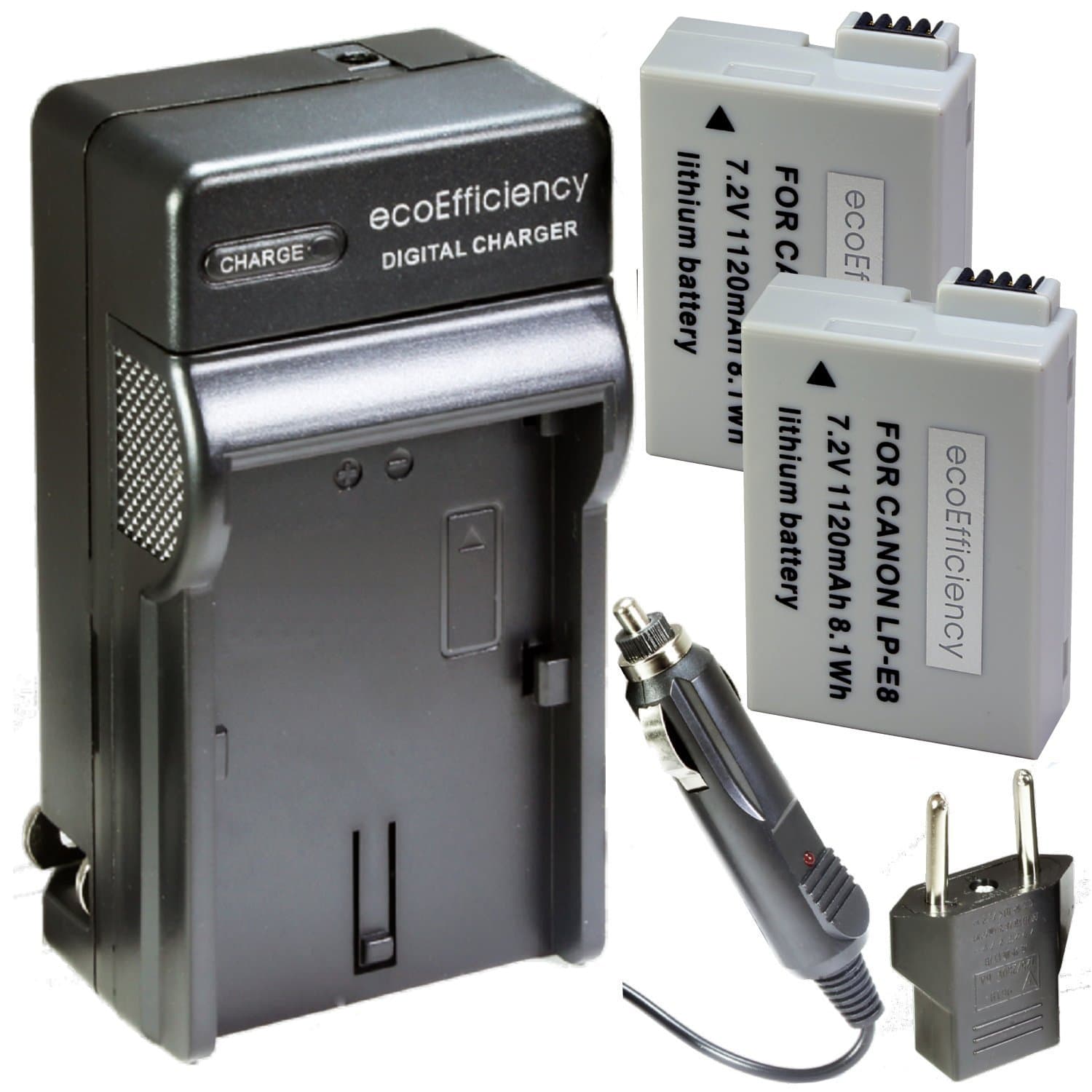 2-Pack of LP-E8 Batteries and Battery Charger for Canon EOS Rebel T2i, T3i, T4i, T5i, EOS 550D, EOS 600D, EOS 650D, EOS 700D DSLR Digital Cameras