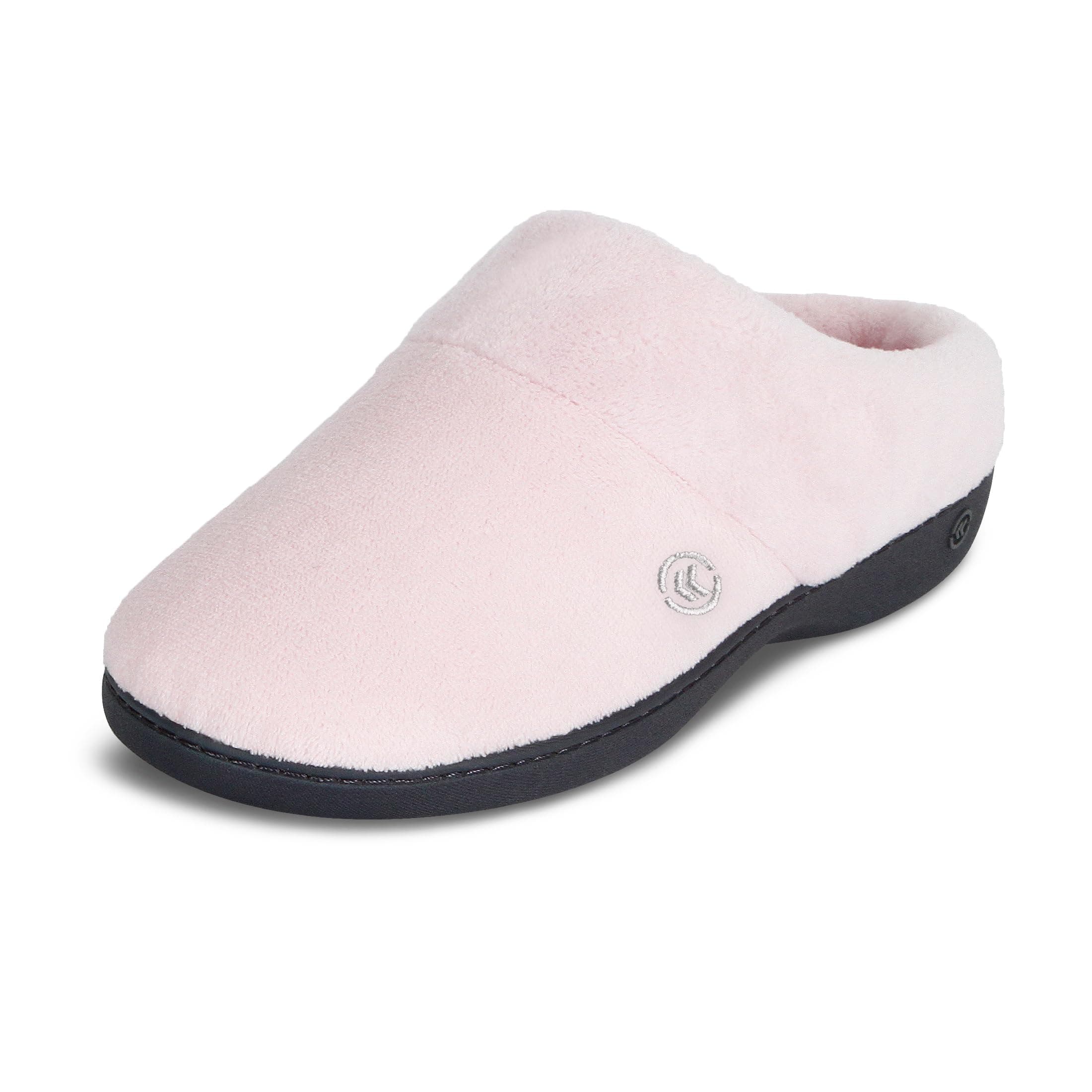 isotoner Women's Cozy Terry Hoodback Clog Slipper with Soft Memory Foam, Comfort Arch Support, and an Indoor/Outdoor Sole