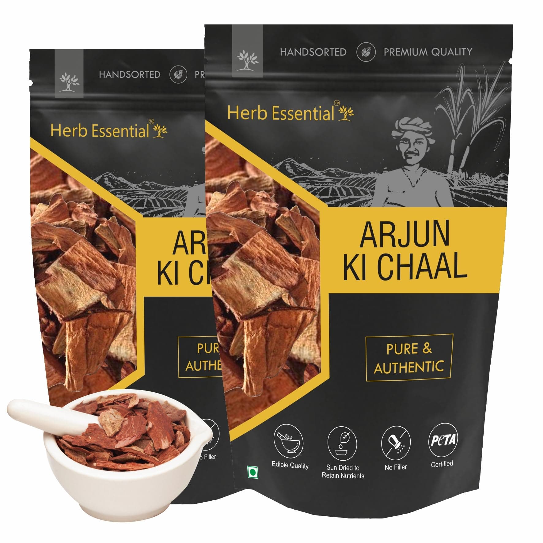 Herb Essential Arjun ki Chaal Bark 800g | Terminalia Arjuna Bark | Raw Dry Premium Arjun Tree Bark | Lowers Bad Cholesterol | 100% Natural, Organic, Sun-Dried