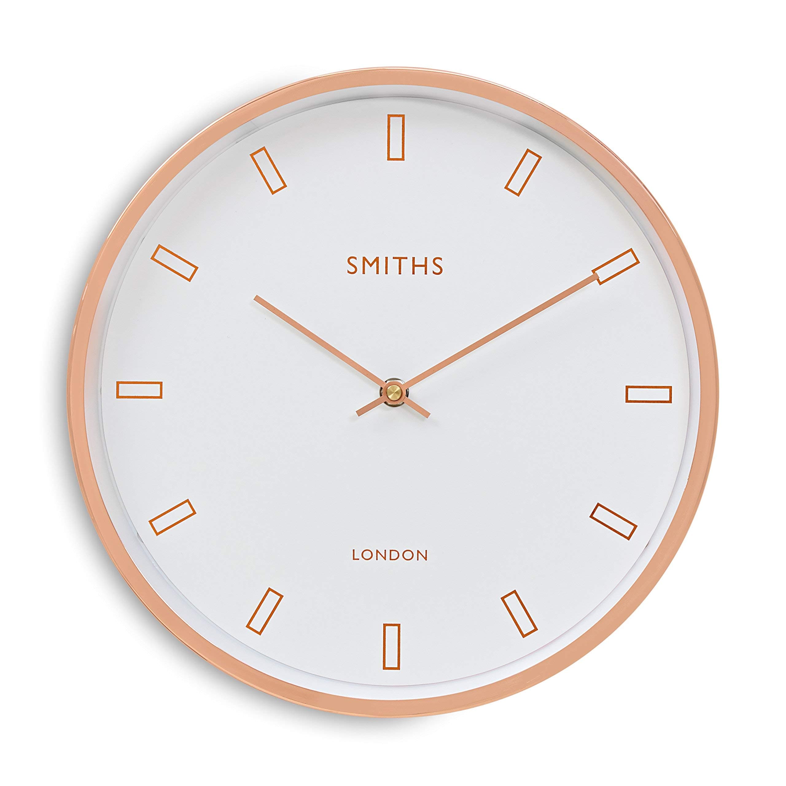 Modern CASE, Smiths DIAL Wall CLOCK-30CM, Aluminum, Rose Gold/White, 30 x 30 x 4.5 cm