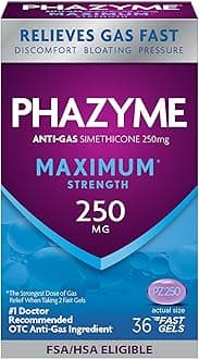 Maximum* Strength Anti-Gas 250 mg Simethicone Gas Relief for Adults, Fast Gels Quickly Ease Bloating, Pressure & Discomfort, 36 Count