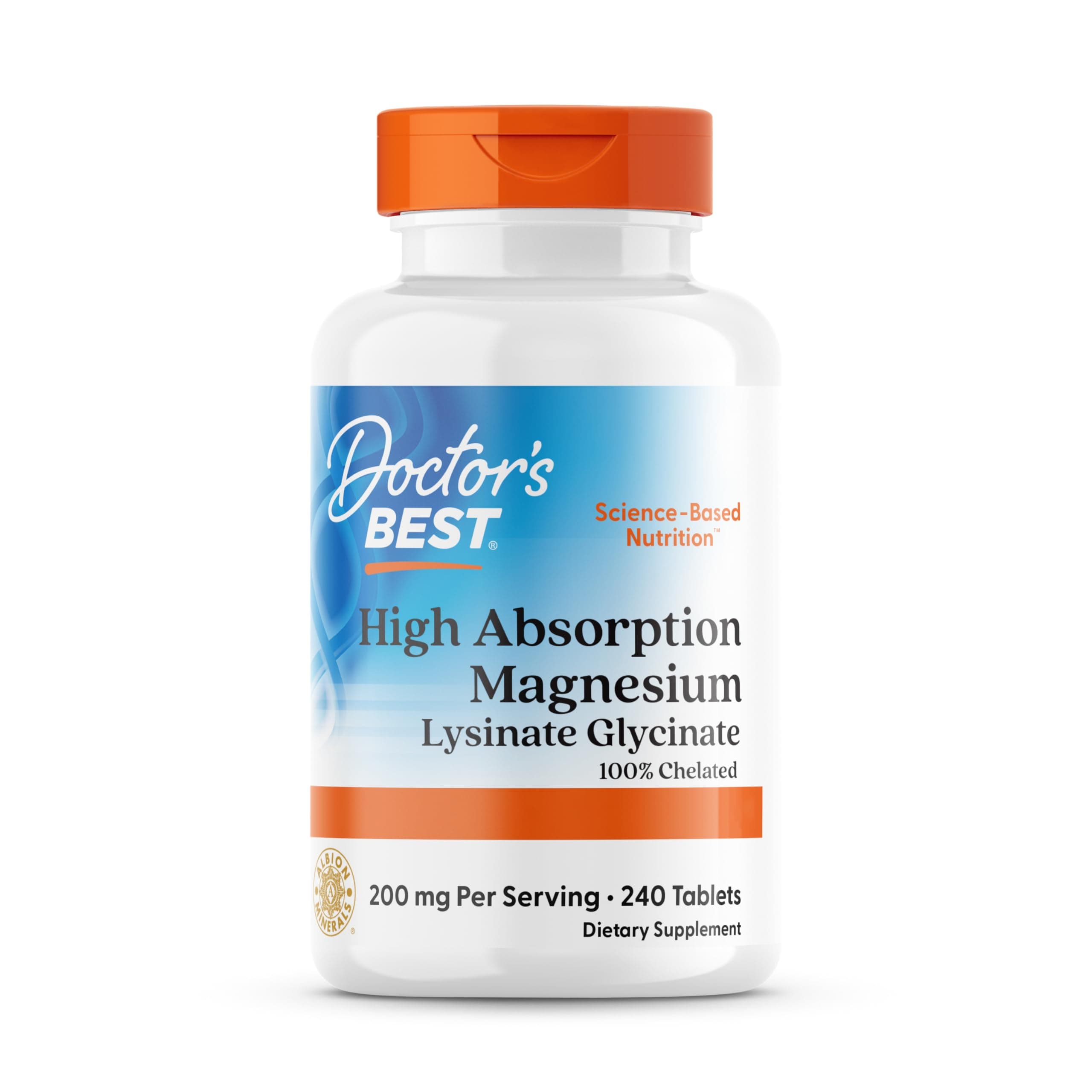 High Absorption Magnesium, 100% chelated with TRAACS, with Glycine and Lysine, 240 Vegan Tablets, SOYA Free, Gluten Free, Non-GMO