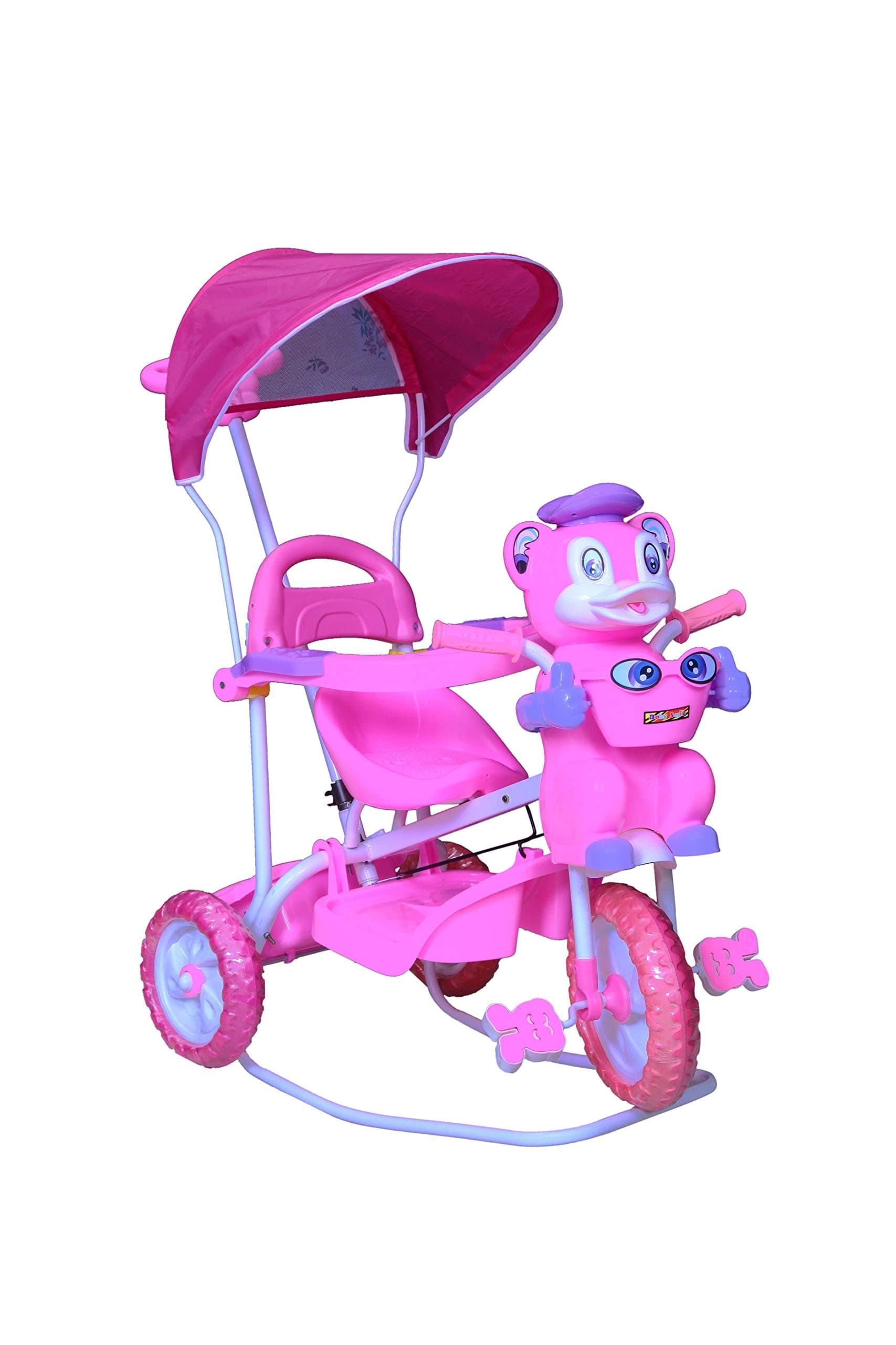 Stepupp Tricycle for Kids Blue Colour with Parent Handel or Music or Front Back Basket with Canopy Baby Tricycle for Baby boy or Baby Girl Kids trikes (Pink 050H)