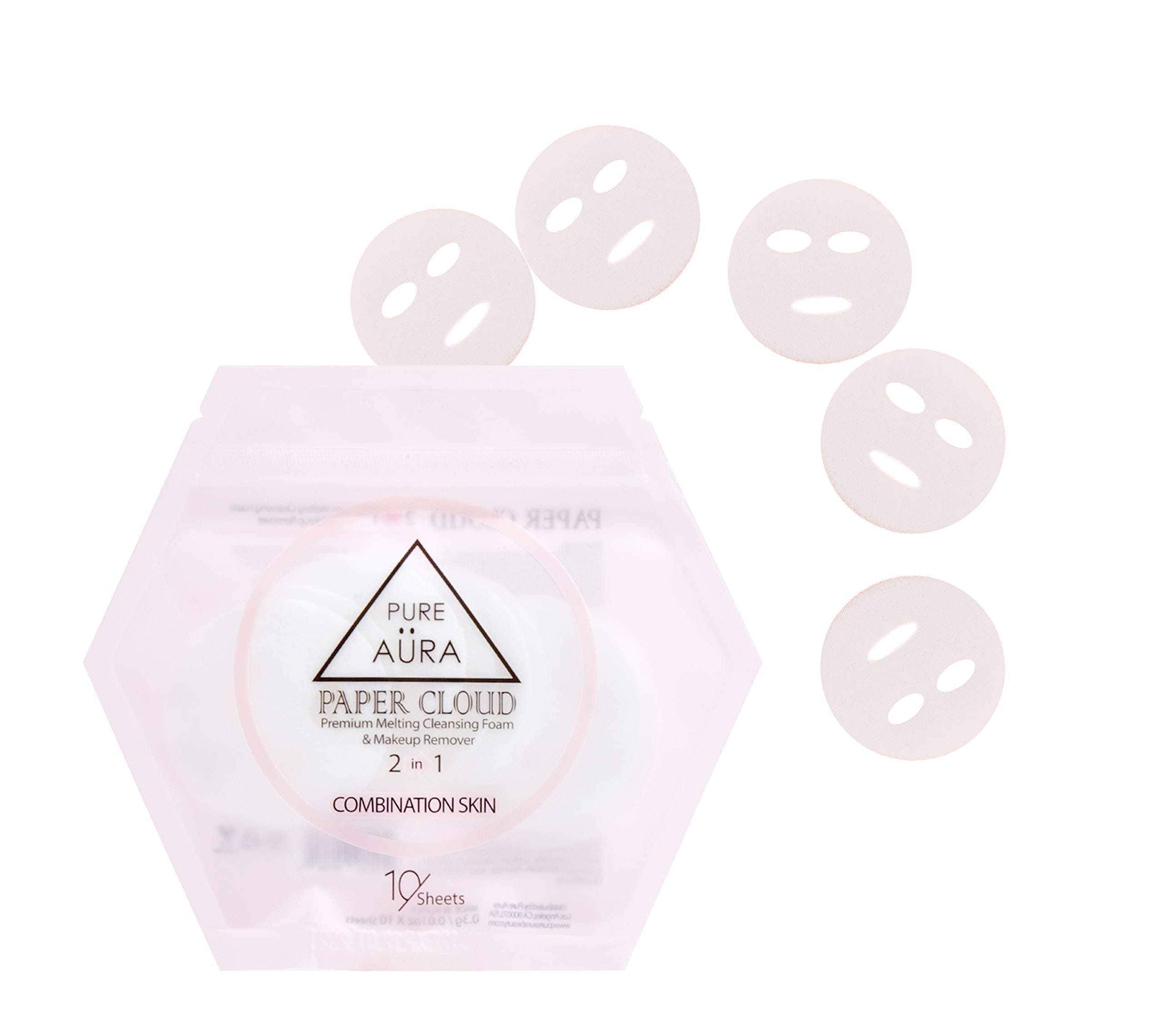 Paper Cloud | Facial Cleanser, Makeup Remover, Melting Cleansing Foam, 2PACKS, 20pcs, Combination Skin