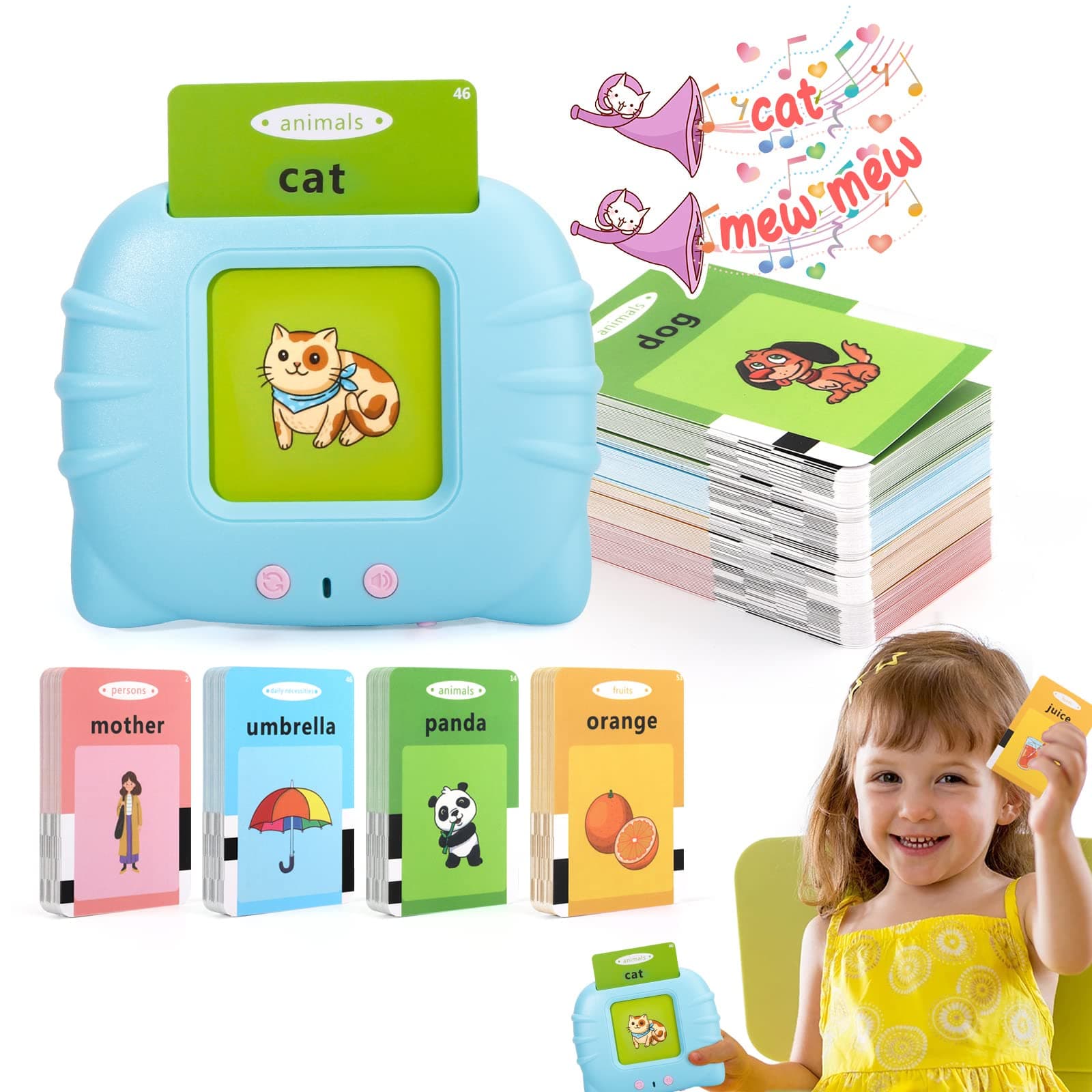 Talking Flash Cards Learning Toys for 2 3 4 5 6 Year Old Boys Girls, LIONVISON Educational Toddlers Toys Reading Machine with 224 Words, Preschool Montessori Toys and Birthday Gift for Kids Ages 2-6