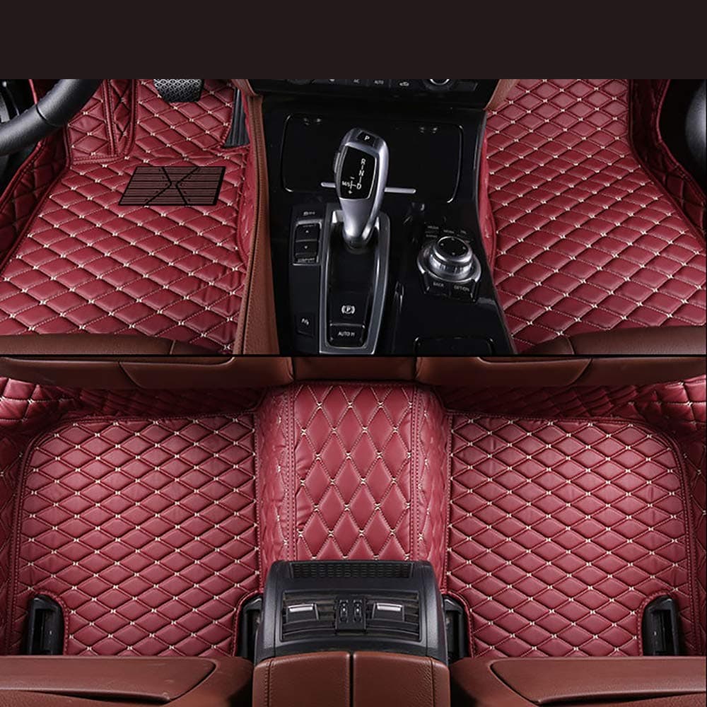 Custom Made Car Floor Mats Fit for Nissan Patrol Y62 7 Seats 2010-2018 All Weather Car Floor Liner Carpets 3D Auto Car Mats (Wine red, Left Hand Drive)