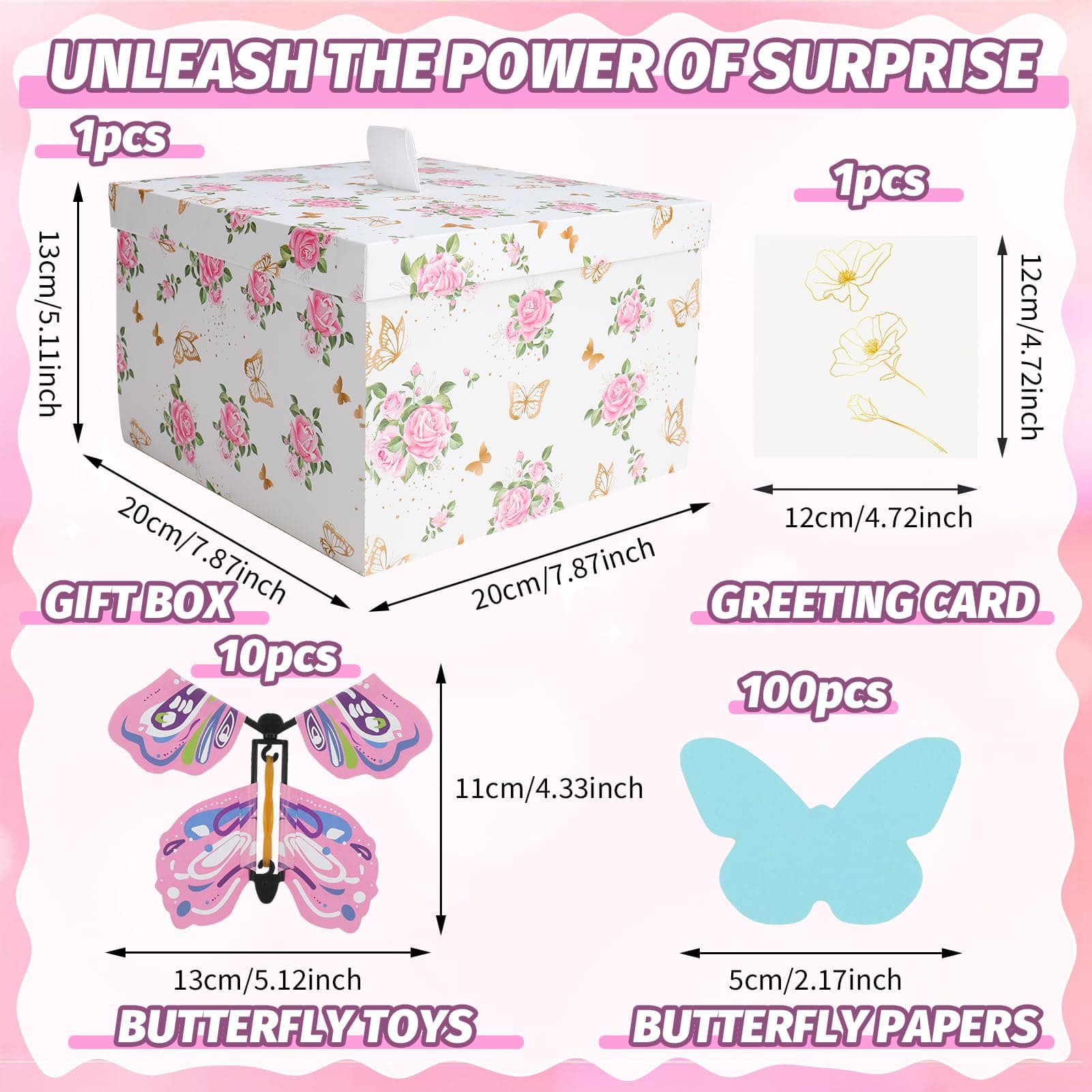 XLSXEXCL Butterfly Explosion Gift Box, Flying Butterfly Surprise Gift Box, Surprise Flying Butterfly Box, DIY Exploding Surprise Gift for Birthdays, Wedding, Christmas, Thanksgiving, Anniversaries