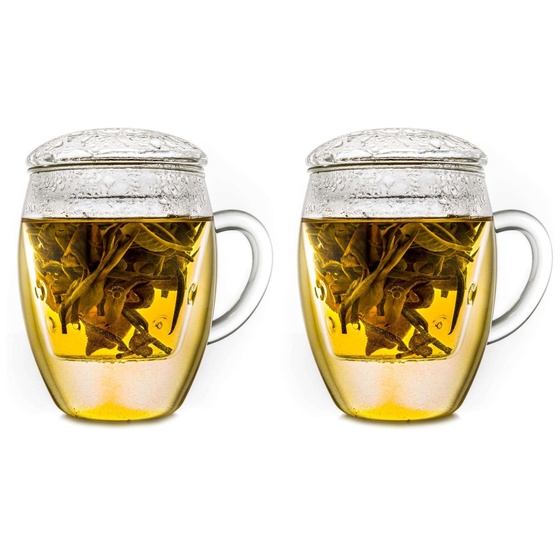 Creano 2x All-In-One Tea Glass with integrated Glass Filter and Lid - 14oz (400ml)