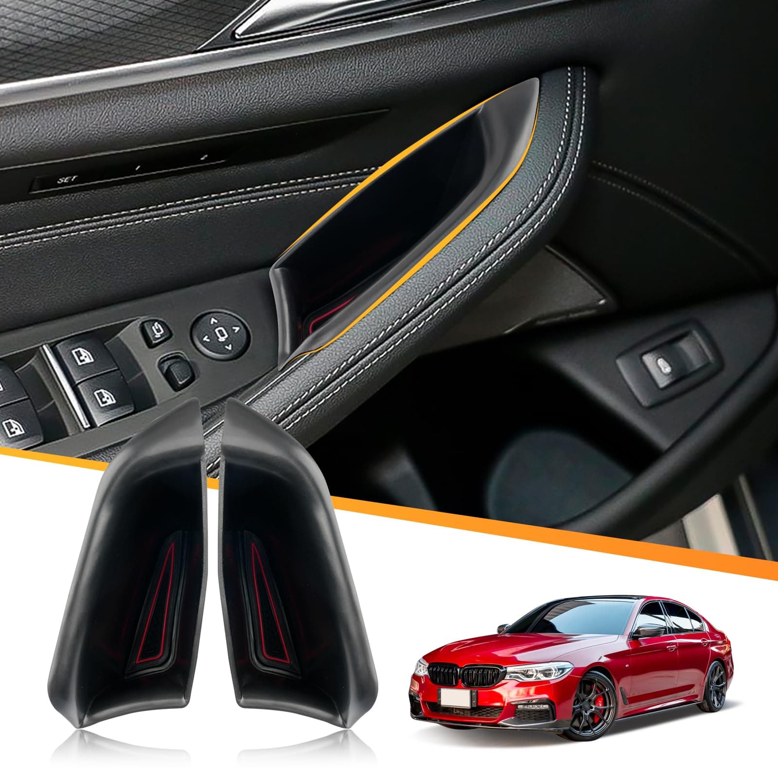 5 Series Accessories for 2018-2023 B*MW 5 Series G30/G31 530e Interior Door Tray Organizer Armrest Box (2PCS for Front Door)