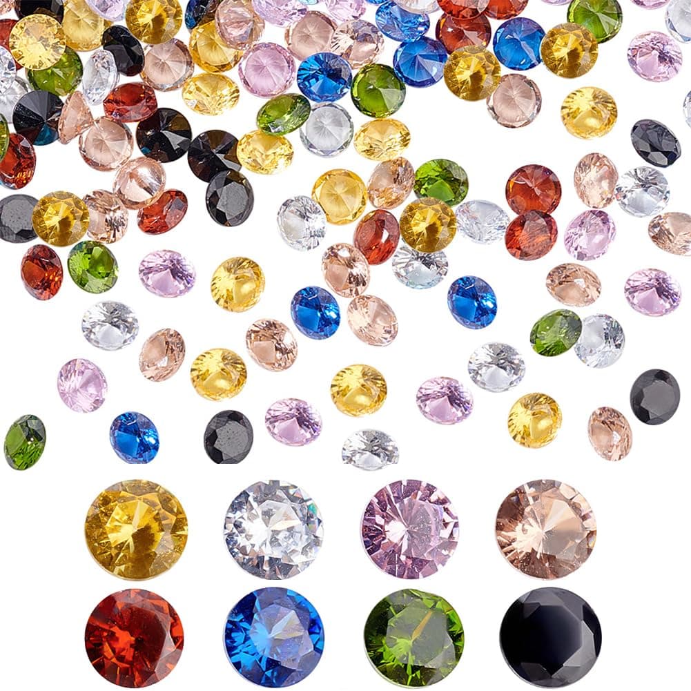 400pcs 5mm Cubic Zirconia Stone 8 Colors Round Faceted Rhinestone Diamond Stones Gems Gemstone Loose CZ Stones for Ring Earring Bracelet Pendant Jewelry Art Craft Making