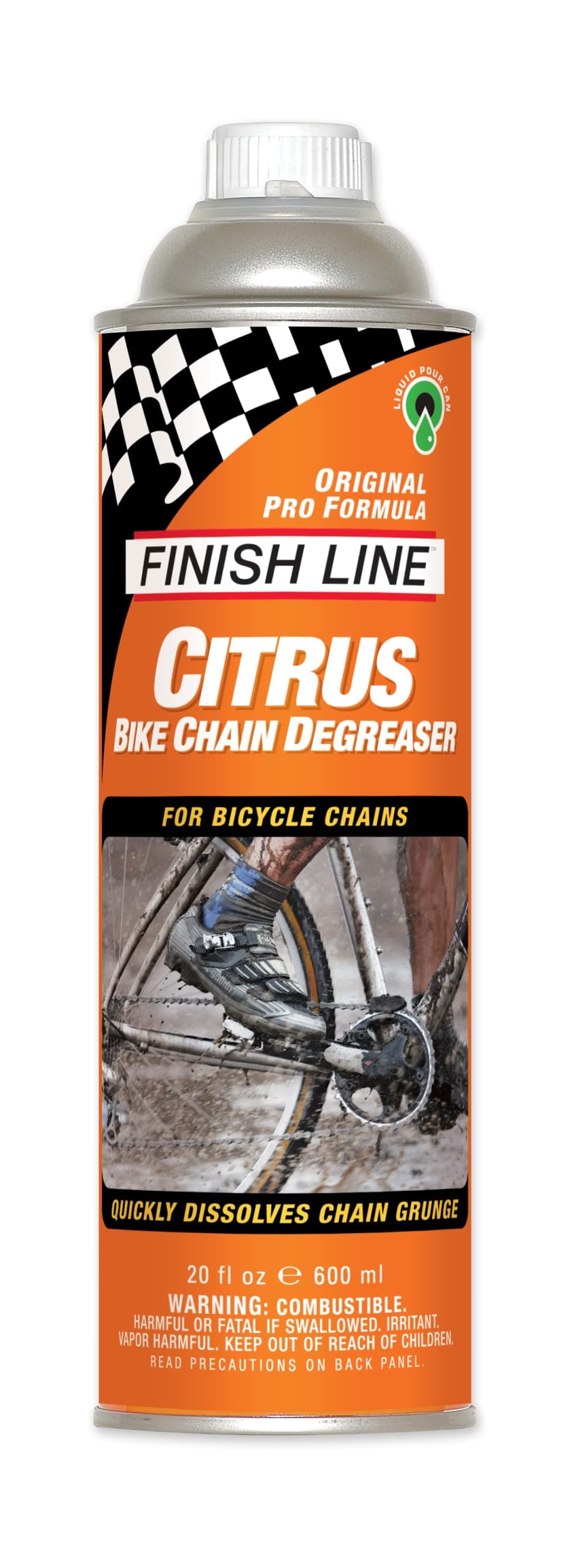 Finish Line Citrus Bike Degreaser – Biodegradable, Non-Toxic Formula with Orange Peel Extracts, Penetrates Deep and Dilutes for Versatile Cleaning, 1 Gallon