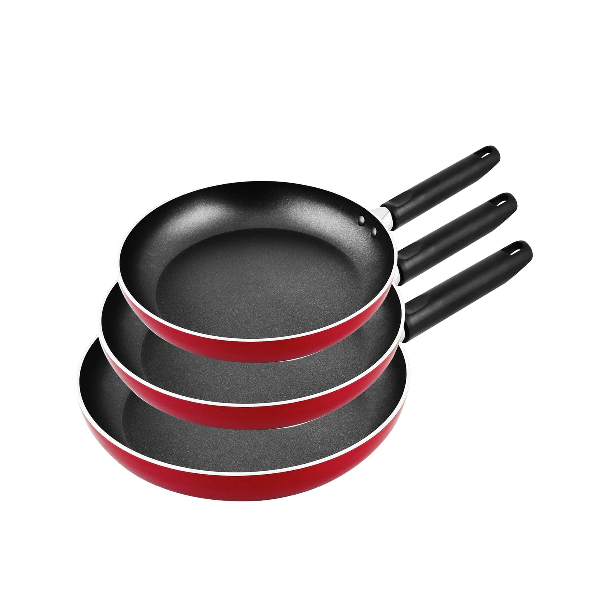 Prestige Aluminum Non- Stick 3Pcs Fry Pan Set | Non-Stick Frying Pan Set | PR21784 - Red