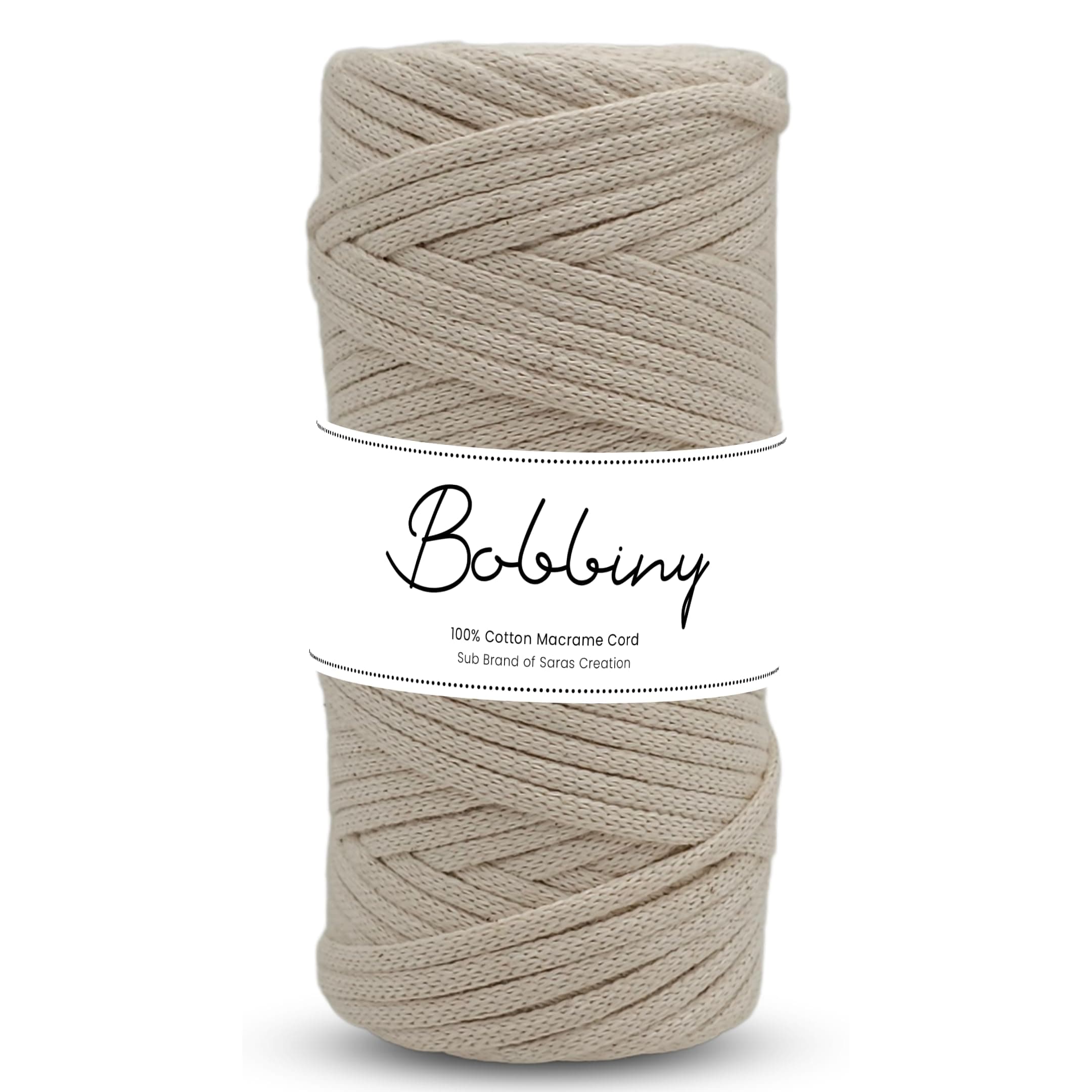 BOBBINY | Knitted Braided Crochet Macrame Acrylic Nylon Cord Thread for Macrame DIY, Garments, Crafting, and Other Projects, Off White, 3mm,50 Meter