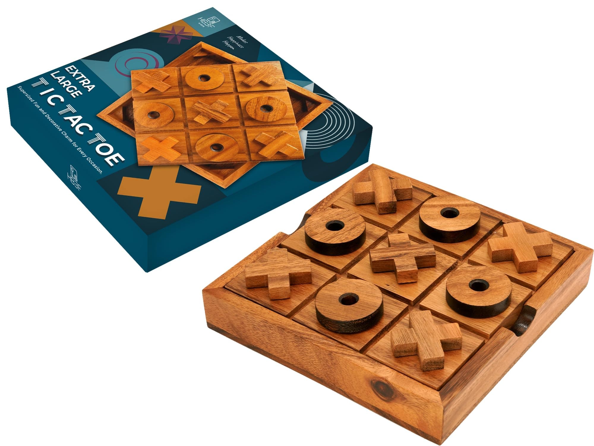 Giant Tic Tac Toe Wooden Game for Kids Coffee Top Table Adults Living Room Decor and Desk Décor Family Games Night Classic Board Games Rustic Game for Families