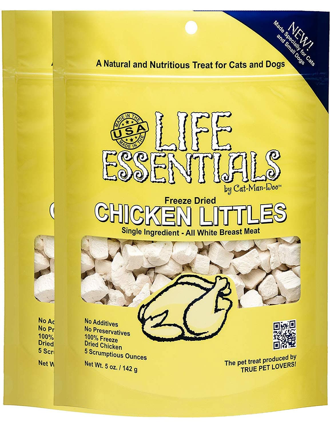 Life Essentials Chicken Littles Freeze Dried Chicken Cat & Small Dog Treats, Healthy Single Ingredient Training Treats & Cat Snacks, Perfect Bite Size, Made with Real Chicken – 5 oz (2 Pack)