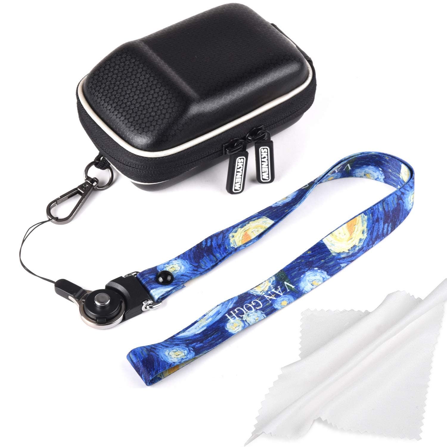 Skynew Digital Camera Case, Small Carry Case for SONY DSC W800 RX100, CANON Powershot SX740 SX730, NIKON COOLPIX W100 W150, Panasonic Lumix DMC TZ80 TZ70 etc, (black with strap)