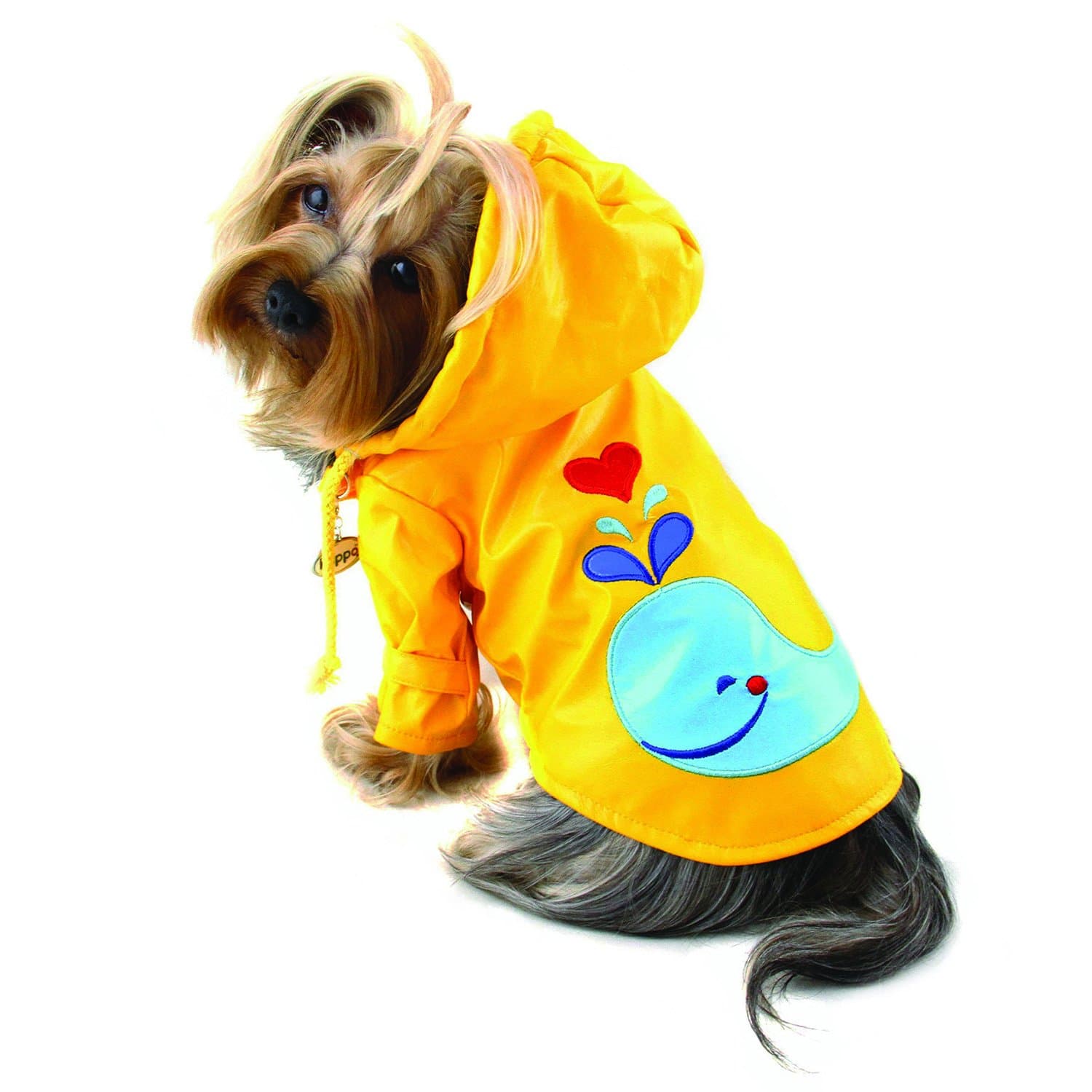 KlippoDog/Puppy Splashing Whale Waterproof Jacket/Raincoat/Rain Gear/Rainwear with Cotton Lining for Small Breeds (Small)