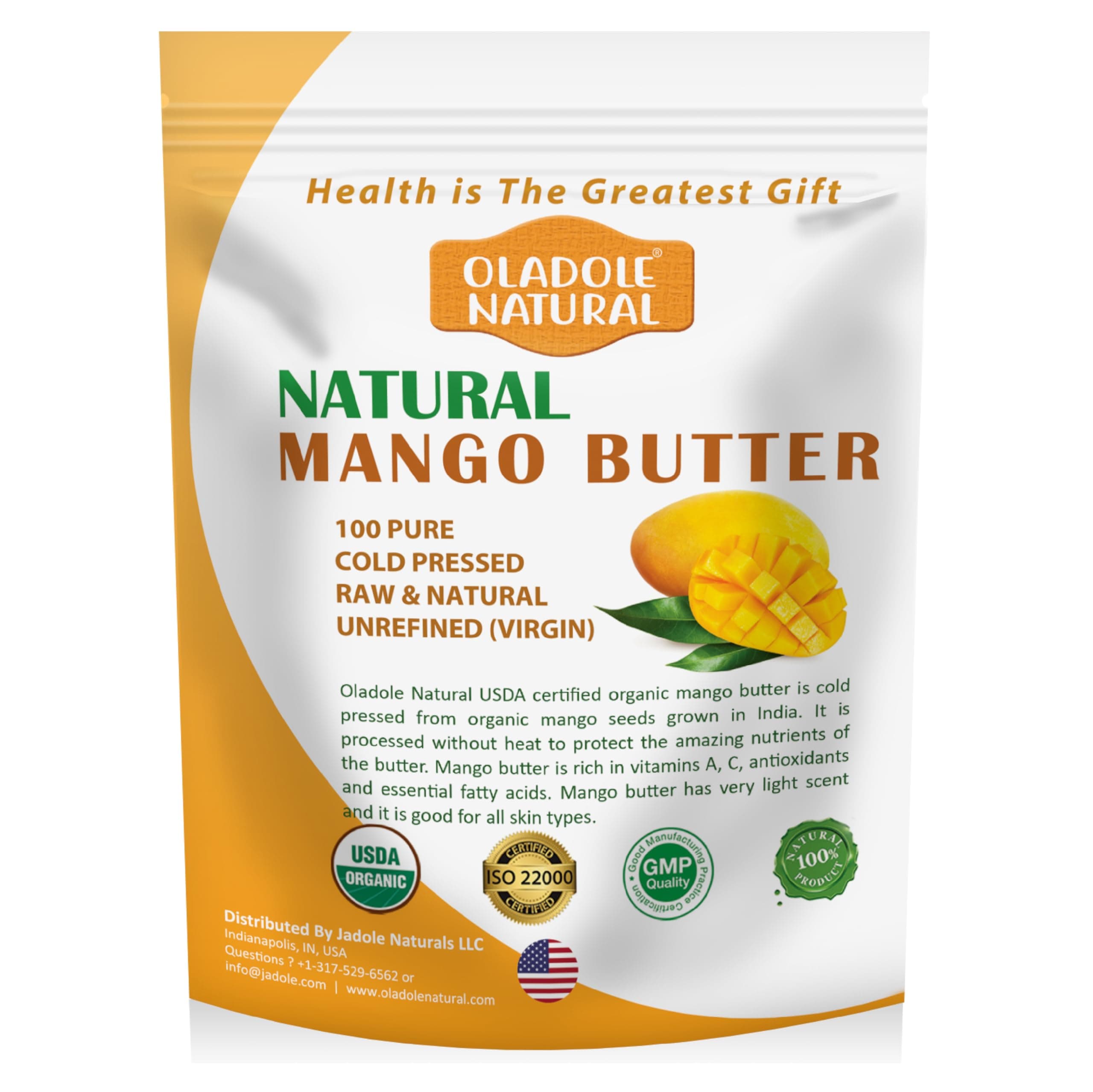 Oladole Natural Organic Raw Mango Butter- 400g | Superfood For Deep Moisturization, Wrinkle Reduction, Promotes Soft & Radiant Skin, Anti-Aging | Cold-Pressed, Unrefined, Non- GMO