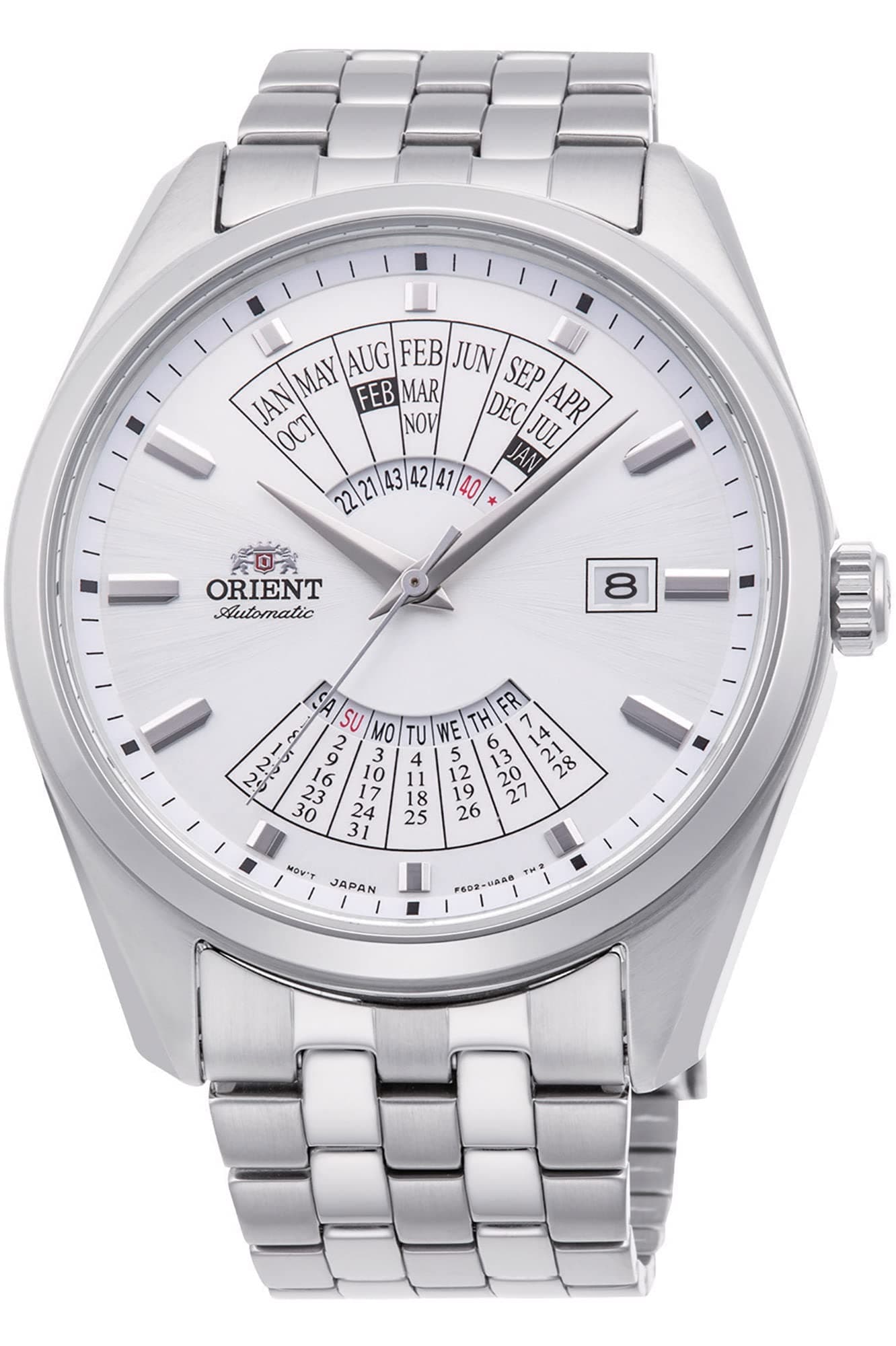 Multi Year Calendar Men's Automatic Manual Winding Mechanical Casual Wrist Watch, Steel White, Casual