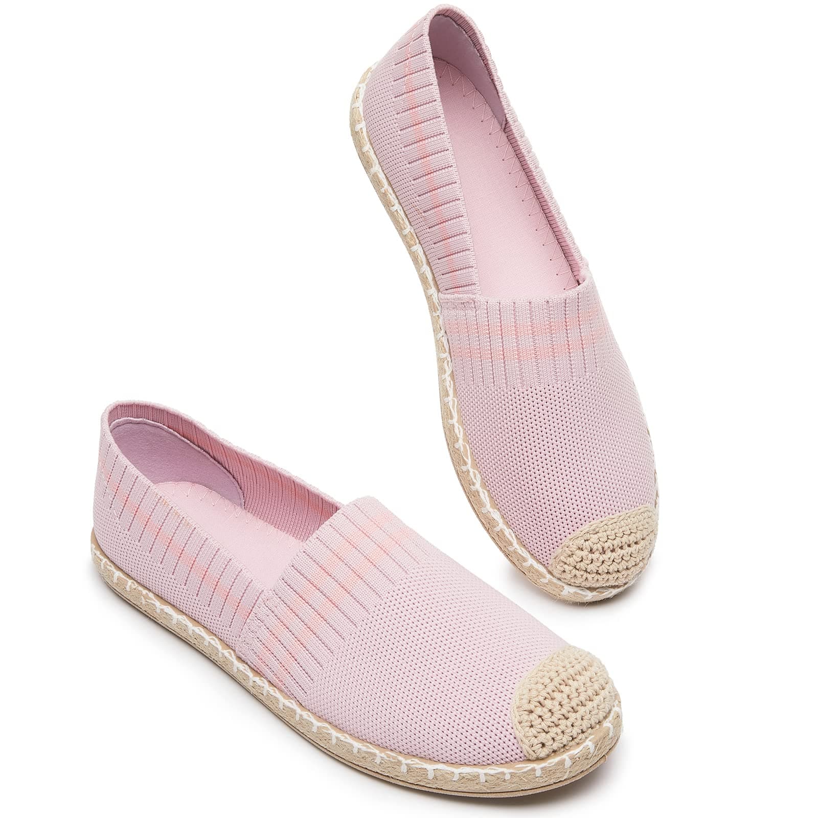 BABUDOG Womens Espadrilles Breathable Flats Shoes Mesh Slip on Loafers Soft White Flats(Purple.US9)