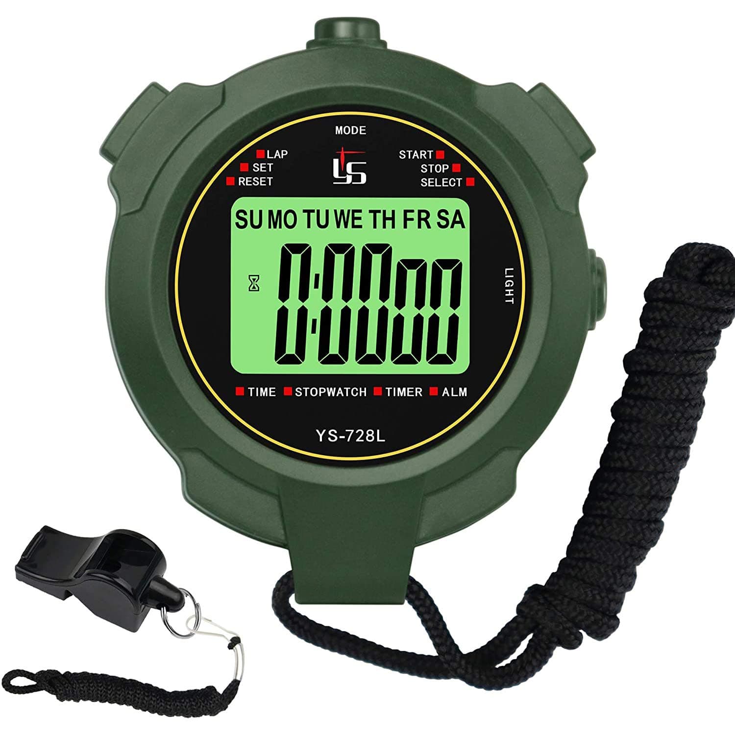 Stopwatch,Metal Stop Watch for Sports Waterproof Stopwatches Timer for Sports and Competitions (2 Lap with Backlight-Plastic)