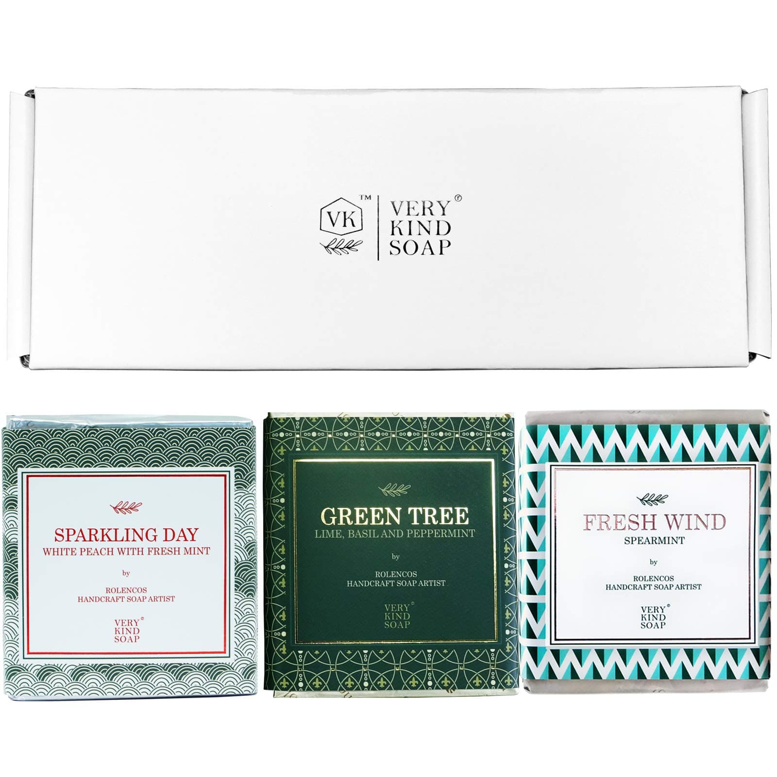 rolencos handmade castile soap bar, sensitive skin care, bath soap for face and body (3 Bars Set (Fresh Wind, Green Tree, Sparkling Day))