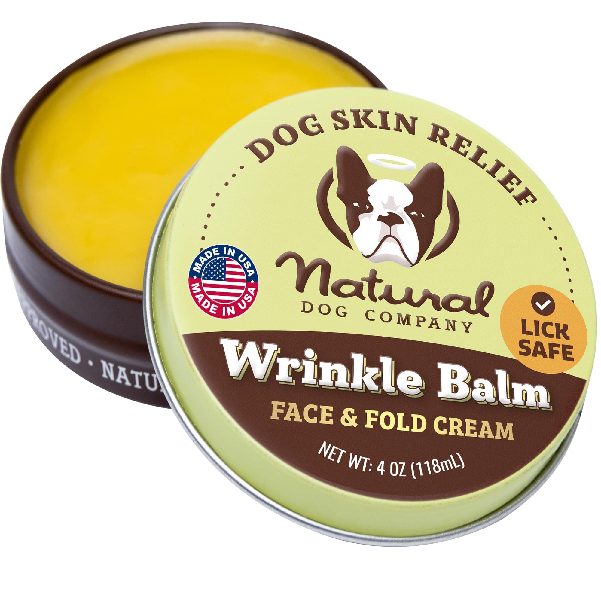 Wrinkle Balm for Dogs – Dog Wrinkle Balm for Skin Folds, Facial Creases & Wrinkles, Lick-Safe Wrinkle Cream for Bulldogs, Pugs & Bully Breeds, Daily Winter Skin Care, 4 oz Tin