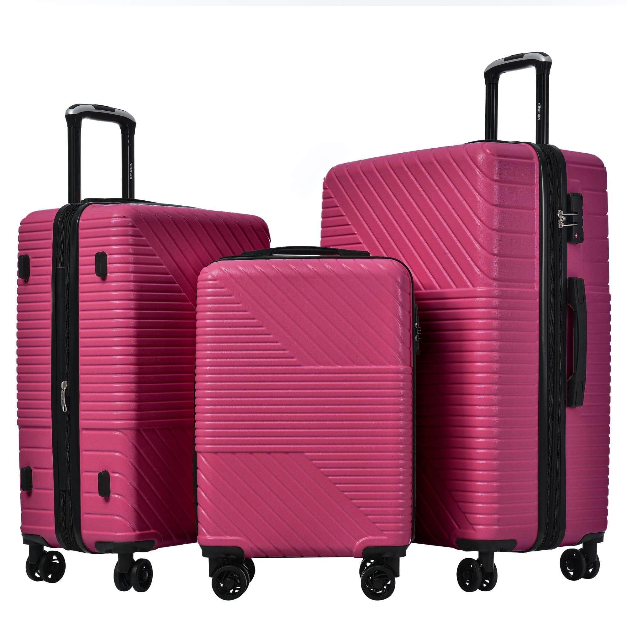 Merax Hardside Luggage Set with Spinner Wheels, Collision-Protection Angle, 3-Piece Set, TSA Lock, Expandable, Carry-On Luggage