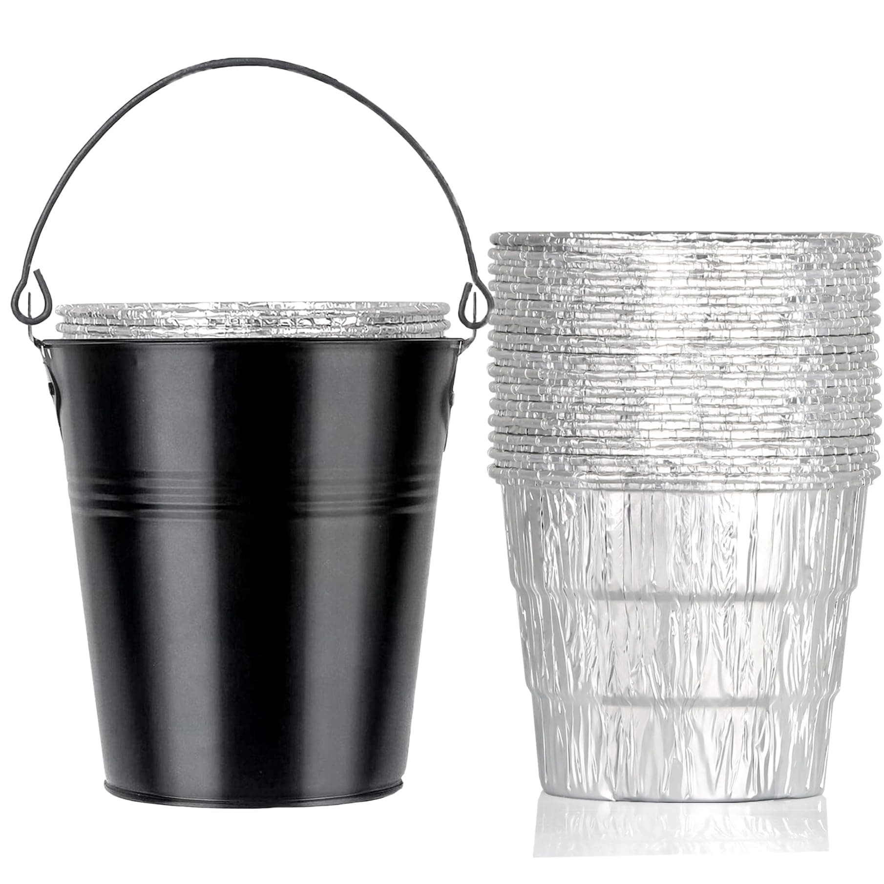 Grease Bucket for Traeger Pit Boss Camp Chef Oklahoma Joe Rec Tec Pitboss Replacement Pail w/ 20pcs Foil Drip Tray Liners Smoker Catcher Pellet Grill Accessories