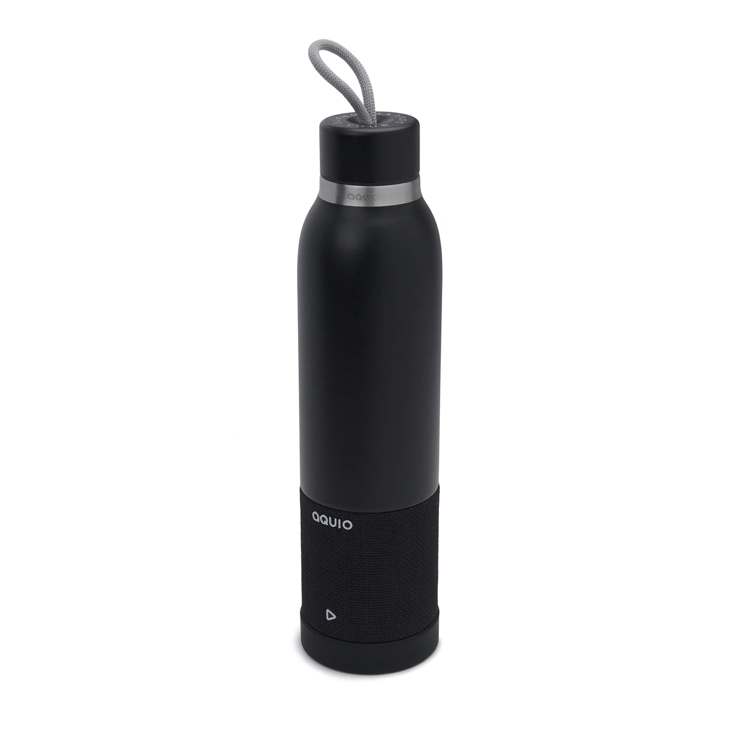 iHome Aquio IBTB2BB Double-wall Steel Insulated Hydration Bottle with Rechargeable Bluetooth Wireless Speaker, Powered by, Midnight