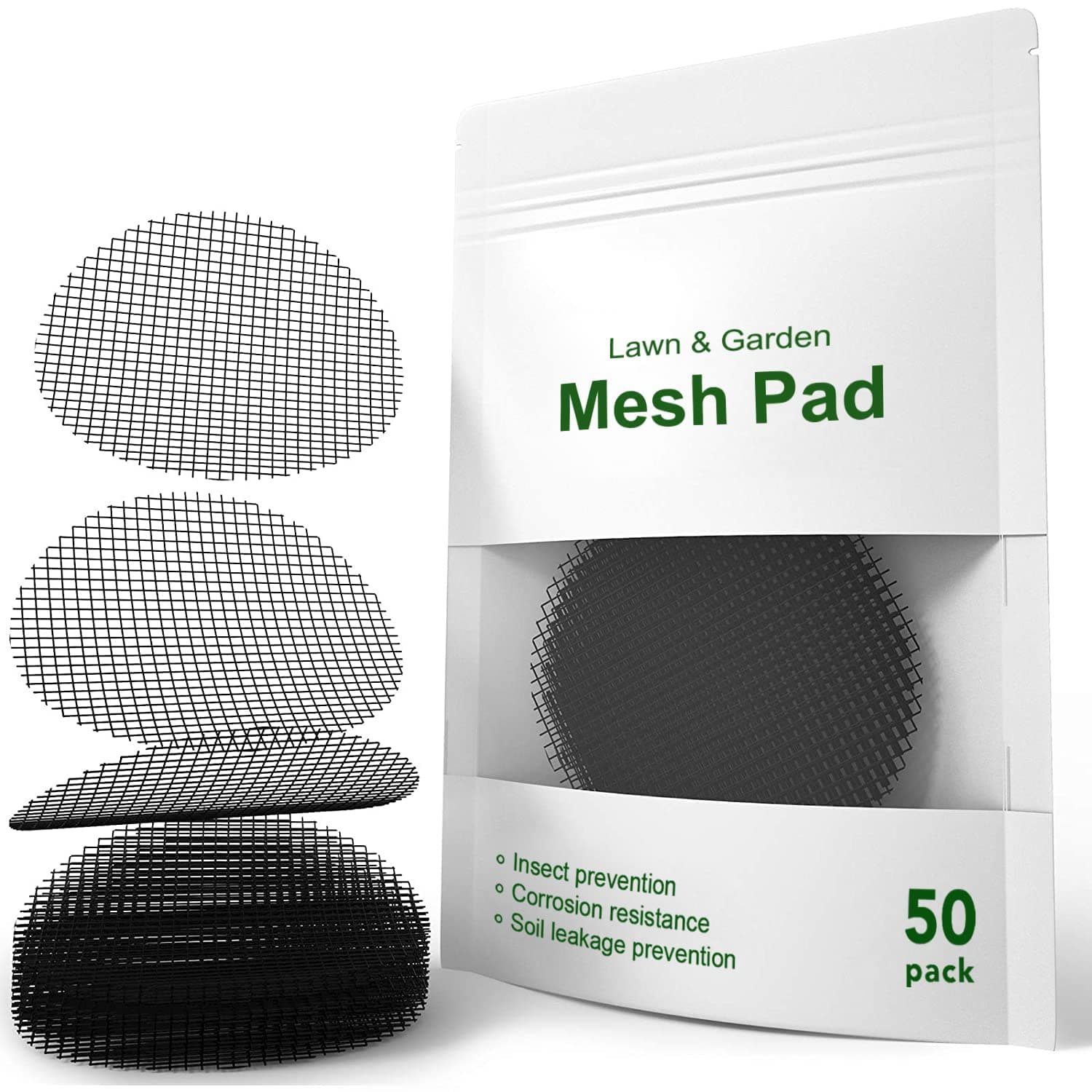 Plant Pot Hole Mesh Pads, 2-Inch Round Flower Pot Drainage Covers, Prevent Soil Loss, Durable Reusable, Bonsai Bottom Grid Mat, Gardening Essentials, 50-Pack