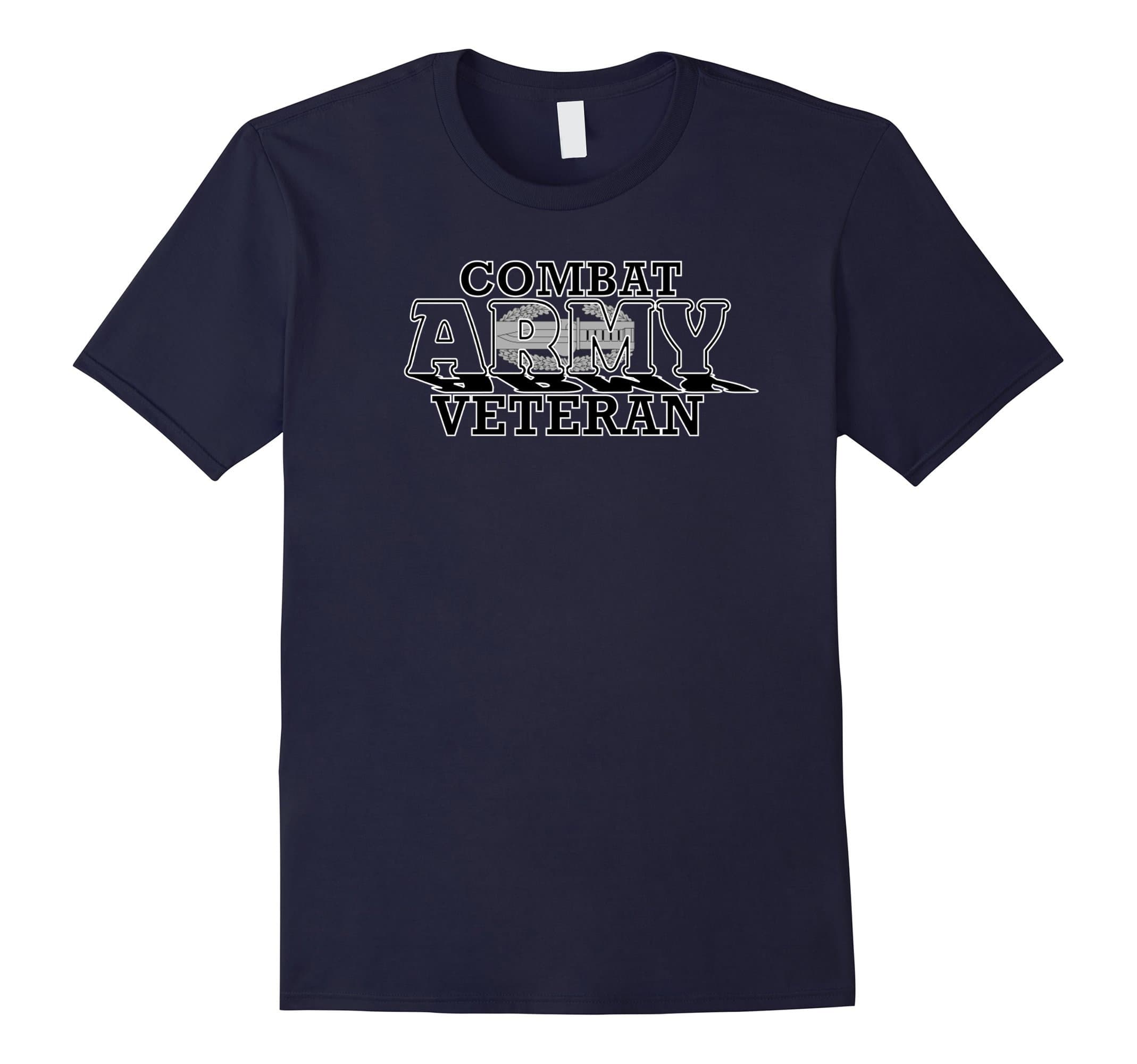 Men's ARMY COMBAT ACTION BADGE T-SHIRT, ARMY CAB T-SHIRT Small Navy