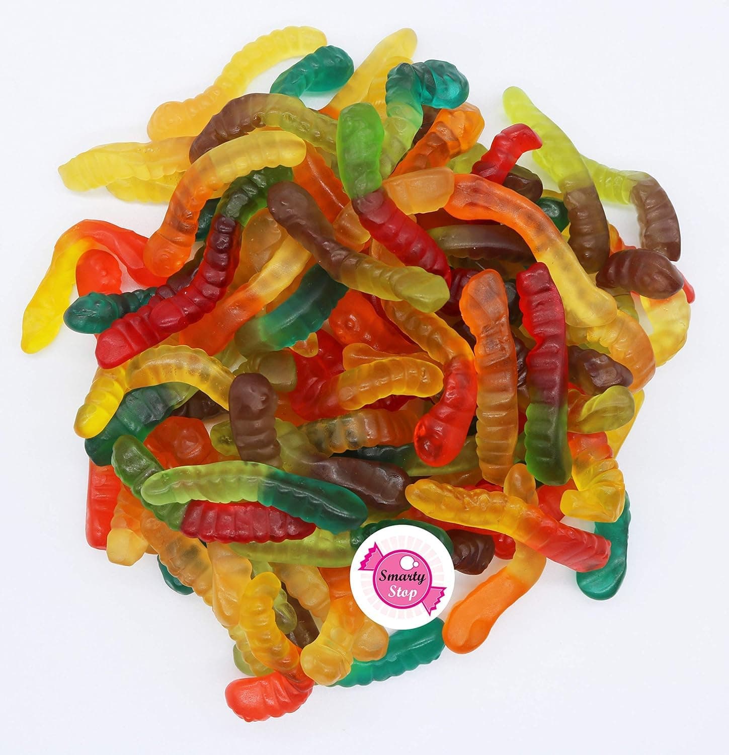 Smarty Stop Gummy Worm Candy – Edible Fruity Flavored Confectionery Snack (Assorted Fruit Worm, 2 Pound (Pack of 1))