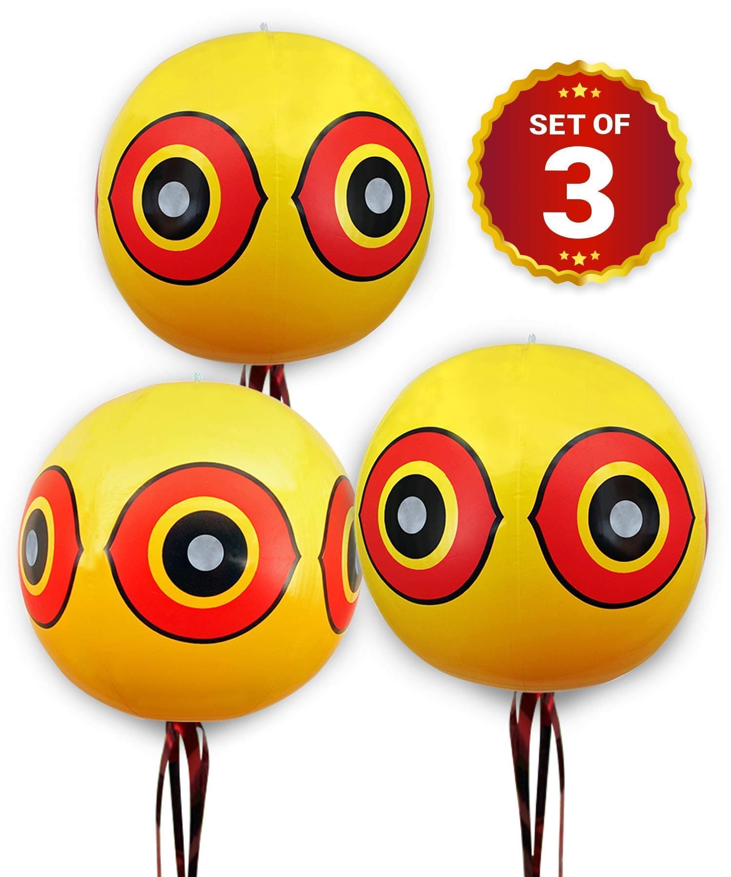 De-Bird 3 Pack Duck Deterrent for Pool, Bird Repellent Balloons with Reflecti...