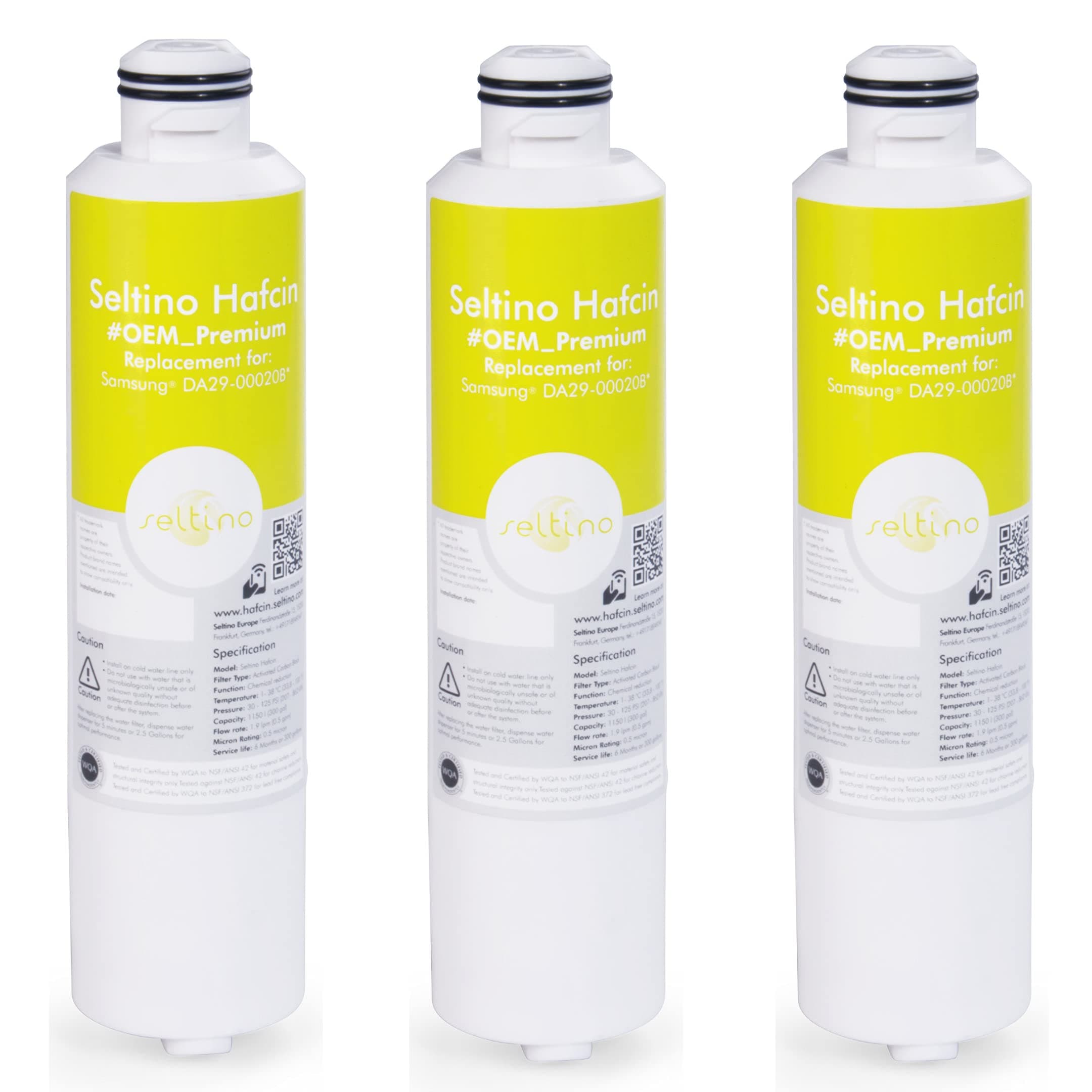 3x Seltino HAFCIN - TRIPPLE PACK of water filter for Samsung refrigerator, relpacement for DA29-00020B, HAFCIN/EXP, DA99-02131B, HAF-CIN/EXP. Newest model - the best for your fridge!