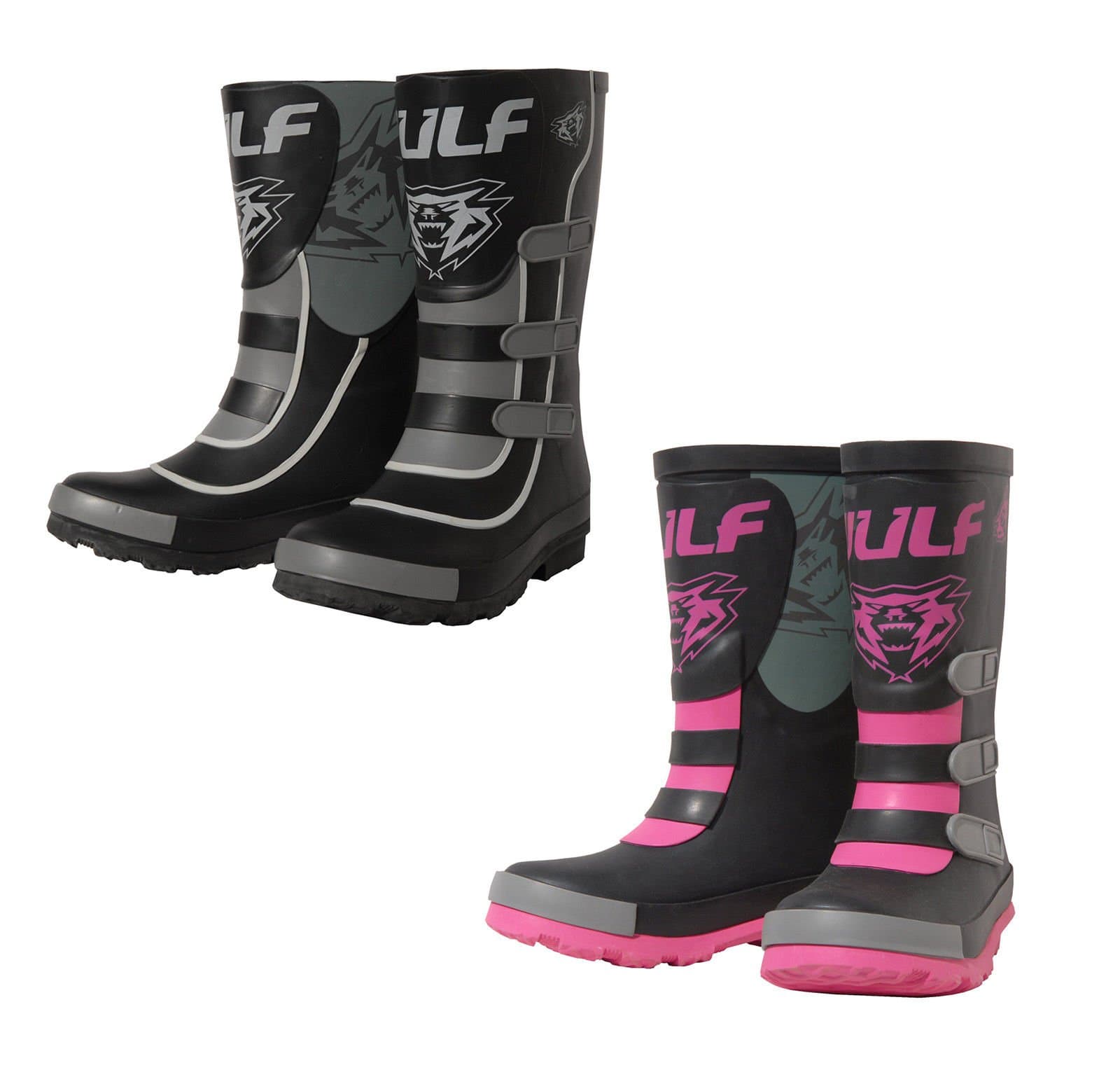 Wulfsport Kids Mud Stomper Junior Motocross Wellington Boots Rain Shoes - Black EU34